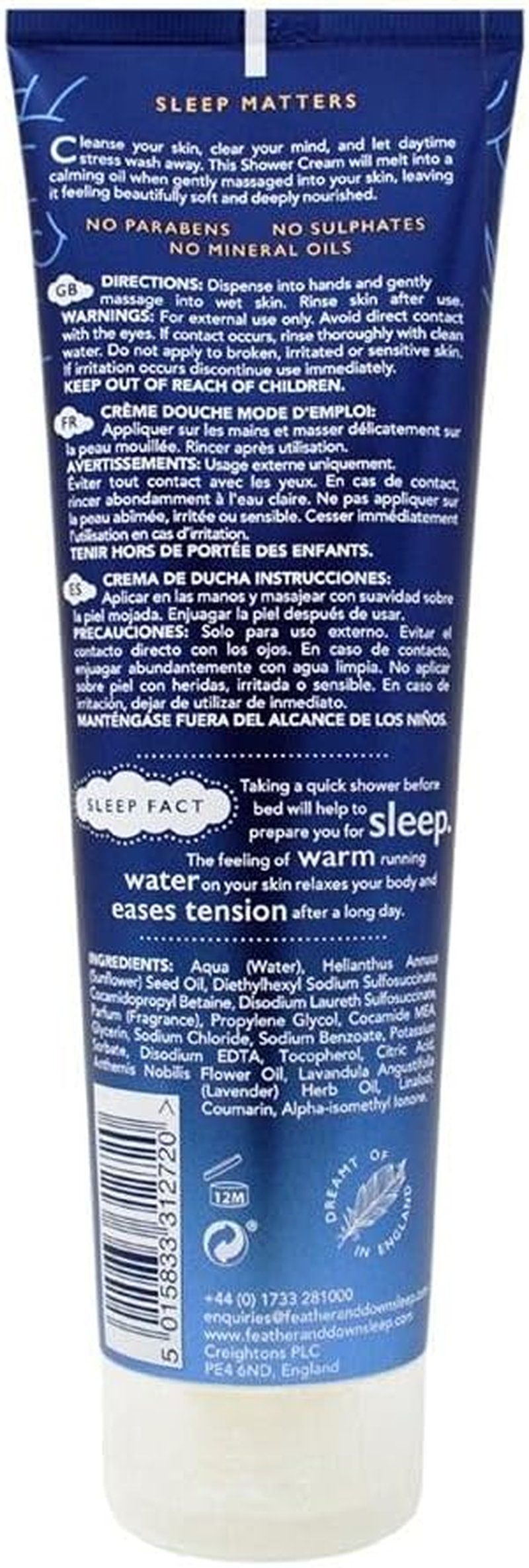 Feather & down Sweet Dream Melting Shower Cream (250Ml) - with Calming Lavender & Chamomile Essential Oils. Cruelty Free. Vegan Friendly. Natural Extracts. image number 2