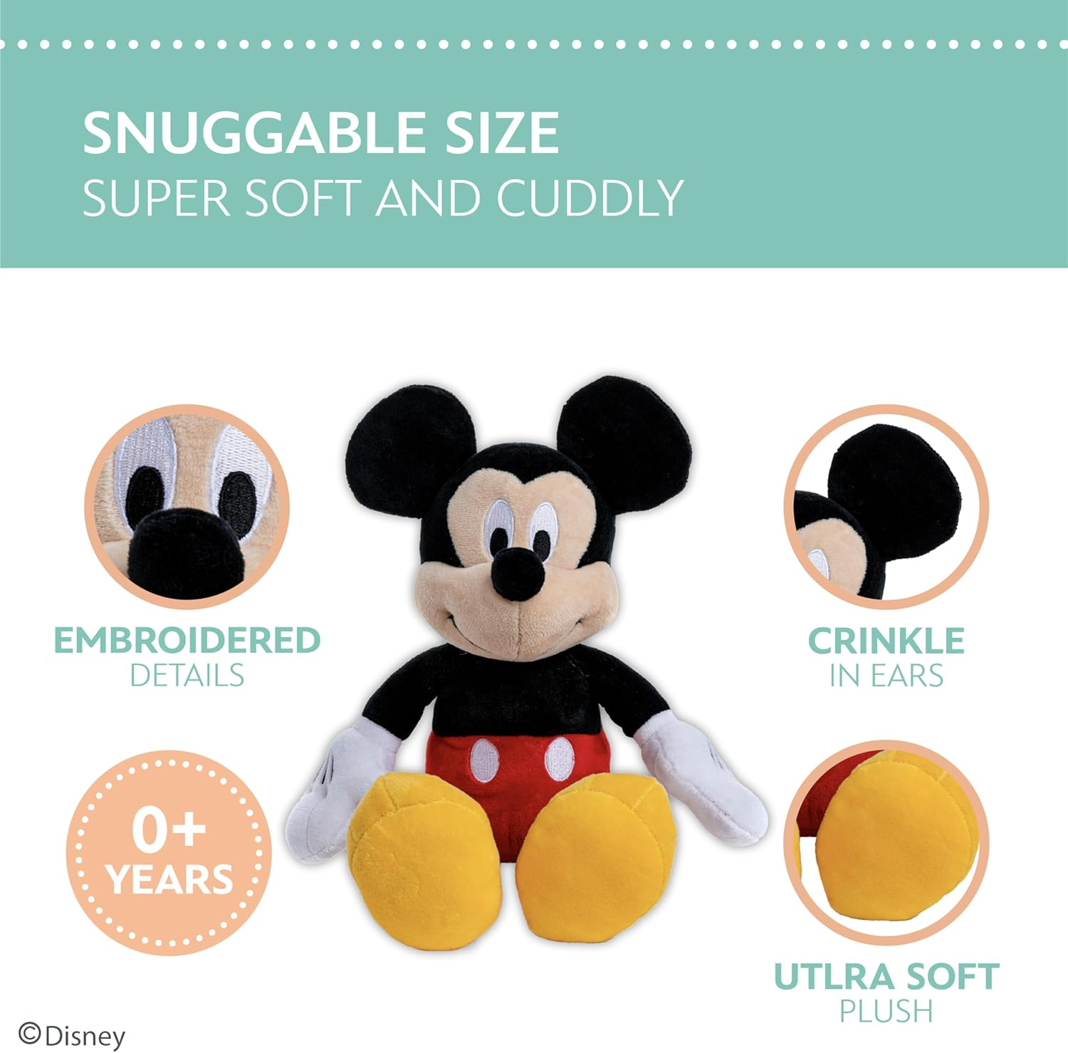 Disney Baby Mickey Mouse Large Plush Toy, 38 Cm image number 5