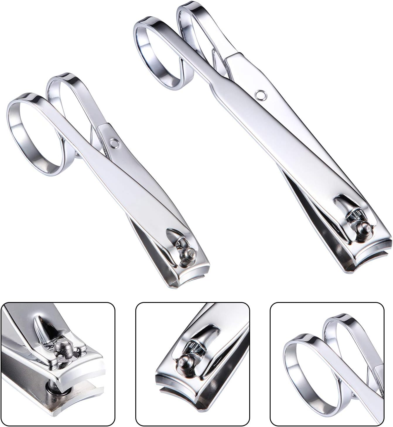 4 Pack EZ Grip Nail Clipper|Scissor Grip Nail Clipper|Comfort Grip Nail Clipper | Edge Fingernail and Toenail Clipper Set|Set of 2 (Small and Large) image number 4