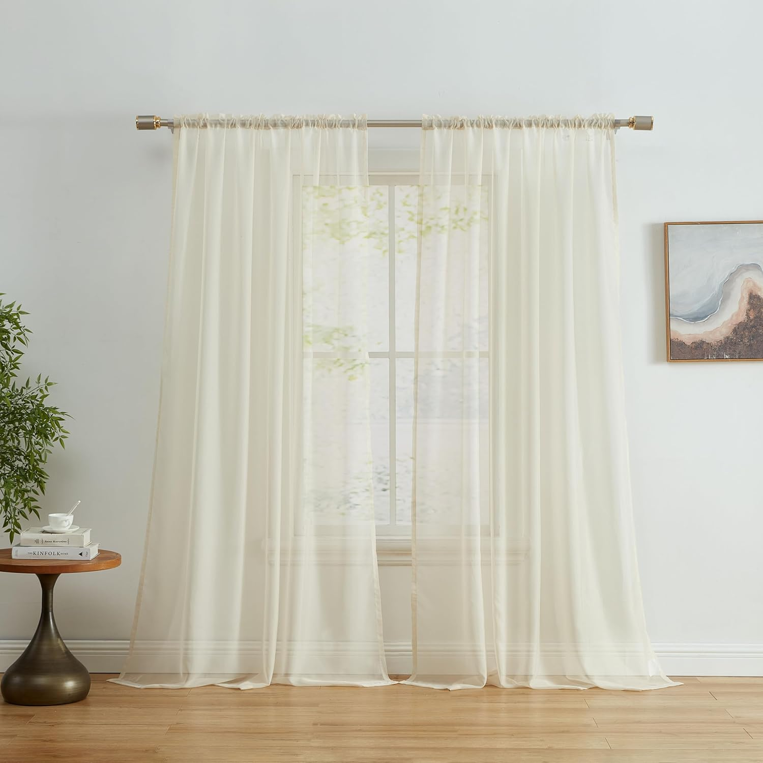 HLC.ME Charcoal Grey 2-Pack 270Cm Inch X 160Cm Inch Window Curtain Sheer Panels