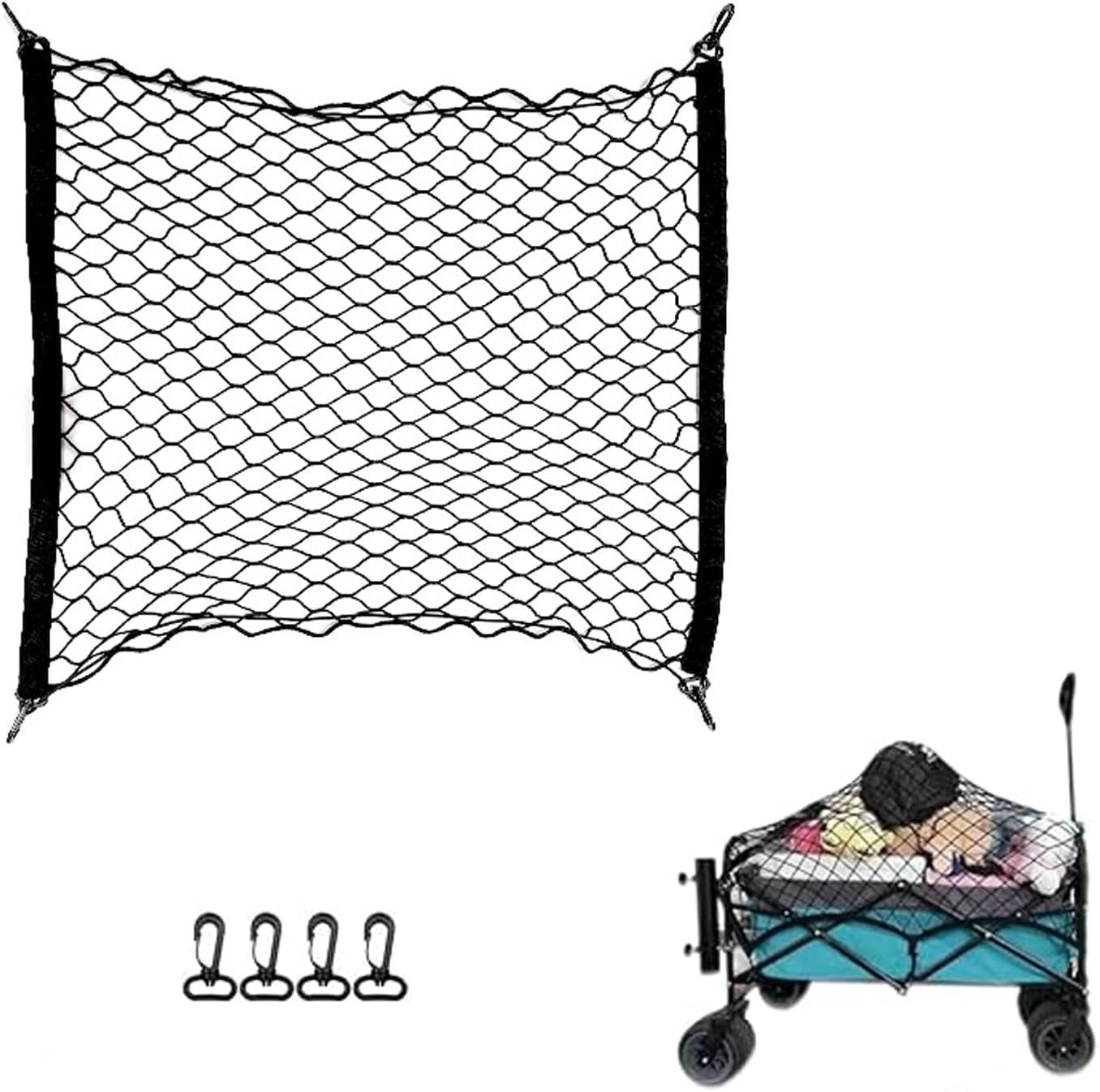 Universal Elastic Cargo Net with Hooks, Heavy-Duty Stretchable Trunk Storage Mesh Net for Cars, Suvs, Trucks & Vehicle Exterior Accessories, Adjustable Automotive Organizer(70Cm*70Cm) image number 2