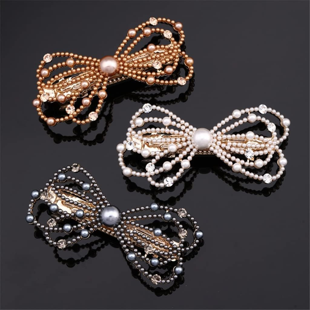 Crystal Hair Accessories,Clips Hairpins,Clip Plate,Hairpin Female Bow Headgear Hair Clip Back Head Hairpin One Word Clip Spring Clip (Color : B, Size : 10 * 5Cm) (Color : A, Size : 10 * 5Cm) image number 3