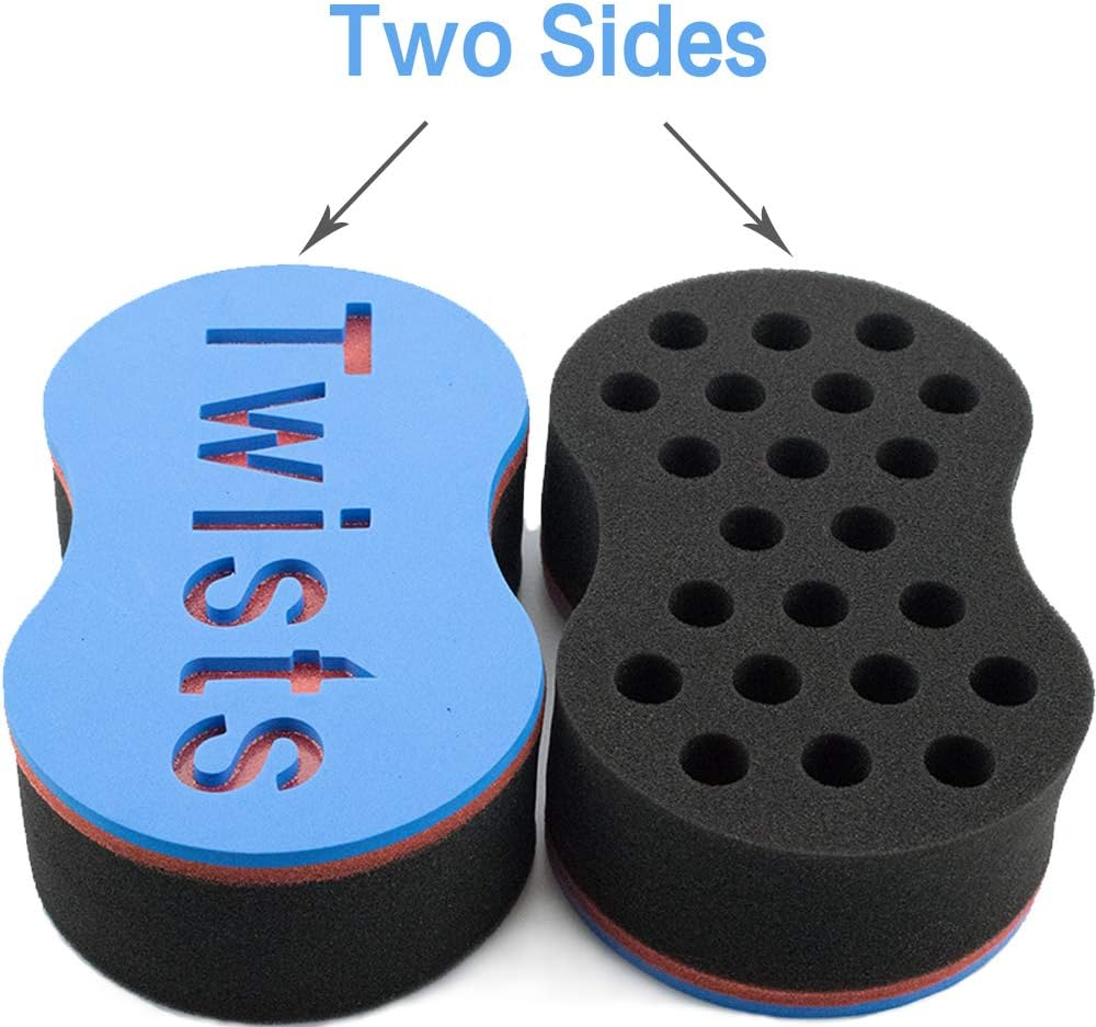 Twist Hair Sponge Brush Curl Sponge Big Holes for Women and Men Dread Foam Afro Curling Loc Barber Coil Nappy Brush Wave Black Sponge 3 Pcs image number 5