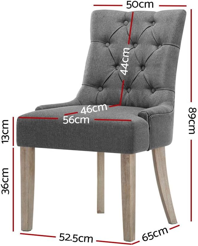 Artiss Dining Chairs Set of 2 Grey Fabric Esright Chair Nursing Seats Reading Seating Home Living Room Bedroom Kitchen Cafe Office Furniture, Cayes French Provincial Design, in 49Cm Seat Height - Velvet Grey image number 6