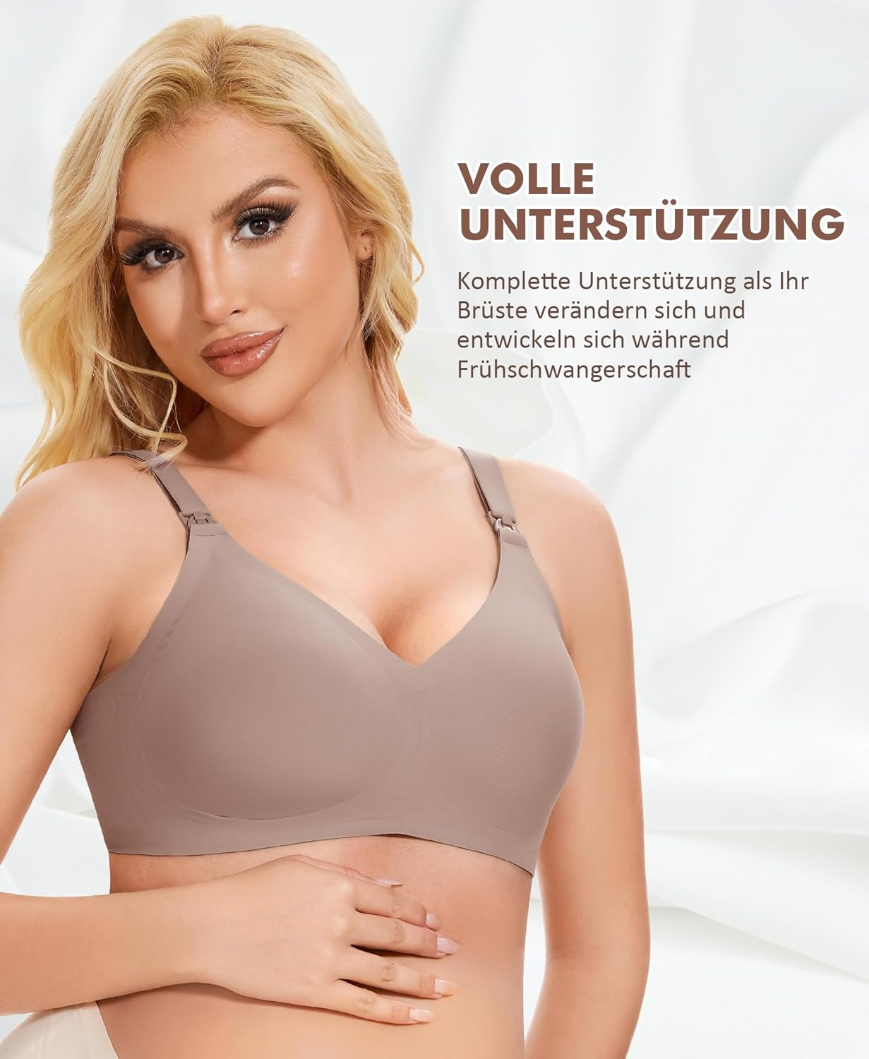 Qoonoo Nursing Bra without Underwire Pregnancy Bra Women'S Breastfeeding Bra Large Breasts Cotton Sleep Nursing Bra for Women, Gray, M image number 3