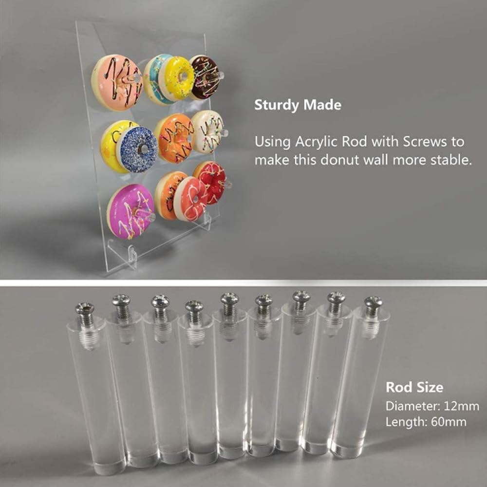 Stand Holder Candy Doughnut Party Bar Event 9 Holes Acrylic Donuts Wall Display image number 2