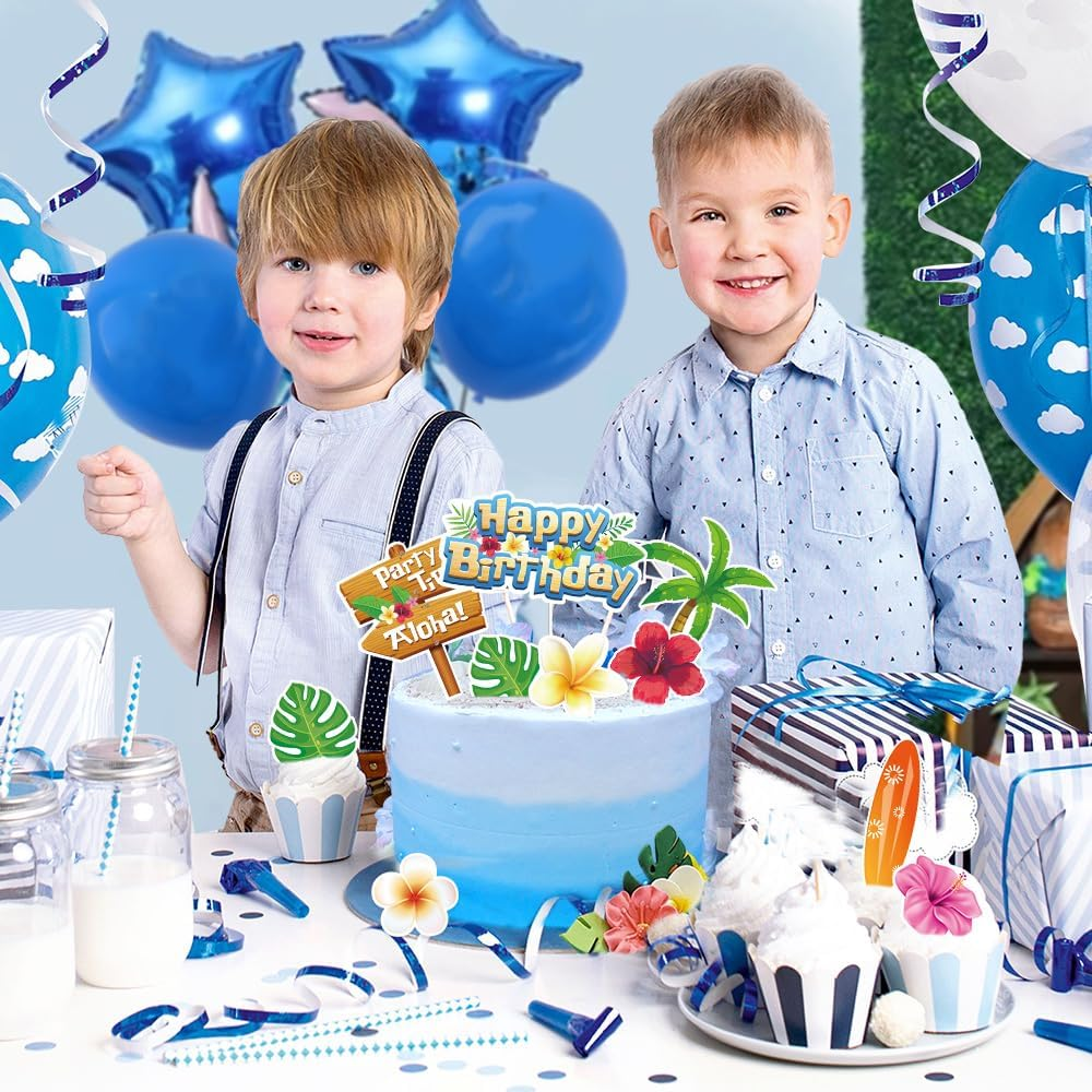 12Pcs Blue Cartoon Cake Decorations,Blue Cake Topper Cartoon Themed Party Decorations for Boys Kids Birthday or Baby Shower Supplies image number 5