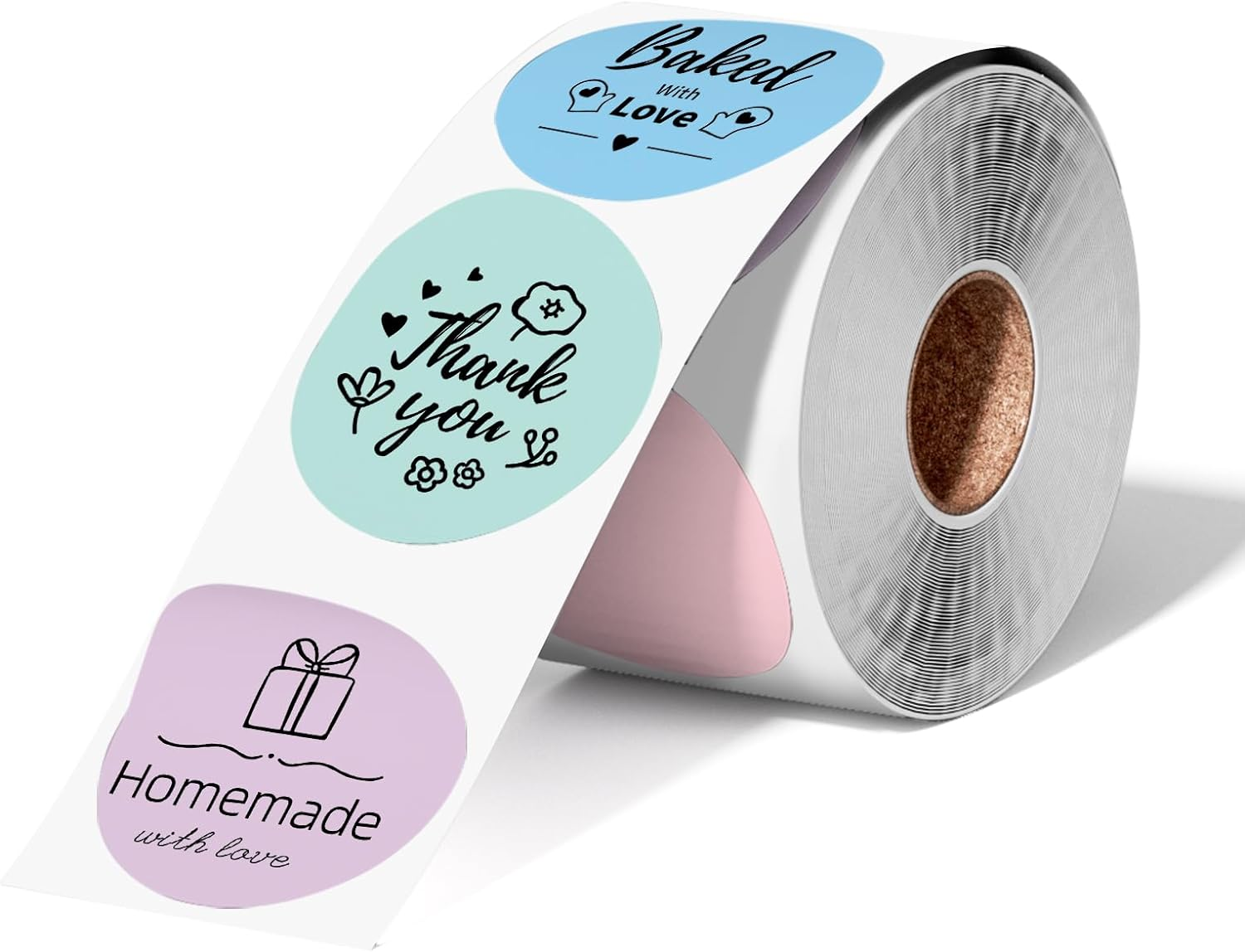 Phomemo Circle Labels- 2" Thermal round Multi Color Label for Barcode Label, DIY Logo Design, Small Business, Pink/Blue/Purple/Mint Green Compatible with Most of Shipping Label Printers, 400Pcs/Roll image number 1