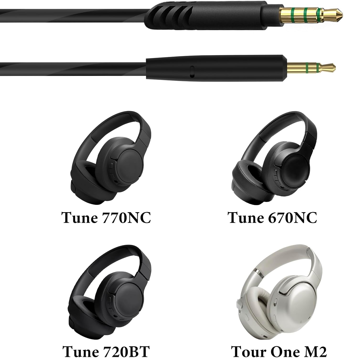 Linkidea Audio Cable with Mic for JBL Tune 770NC/670NC Headphones, 3.5Mm TRRS to 2.5Mm TRS Replacement Aux Cord with Inline Microphone and Volume Control (5 Ft / 1.5M) image number 5