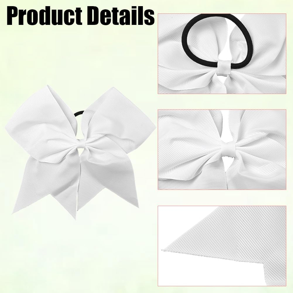 SUNNYCLUE 2Pcs Bow Hair Scrunchies Bow Scrunchies 20Mm Large White Soft Polyester Ribbon Bowknot Hair Ties with Long Tails Elastic Rubber Bands for Women Adults Holiday Fashion Gifts Accessories image number 1