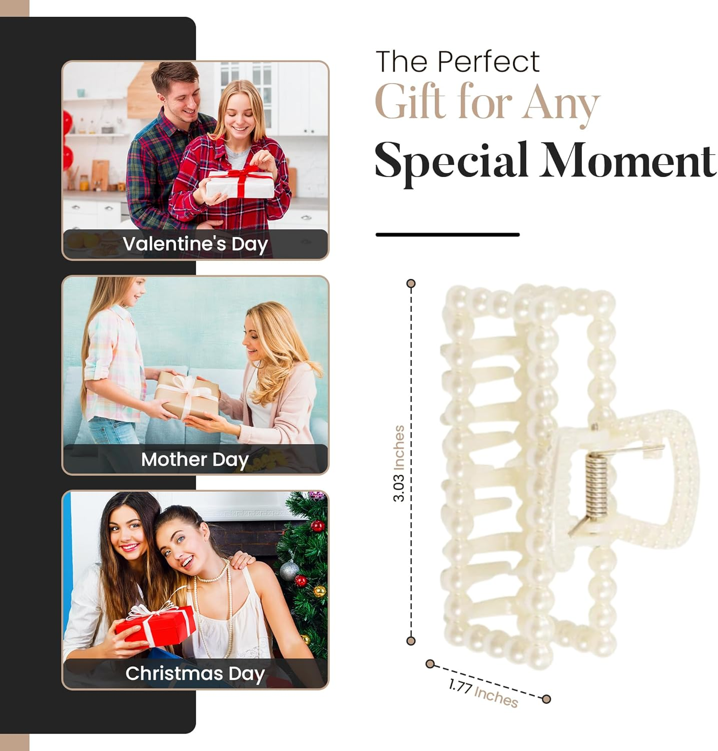 Merdia 5 Pcs Simulated Pearl Hair Claw Clips for Women Hair Clips for Women | Claw Clips for Hair Clips for Non Slip Strong Hold | Hair Accessories| Claw Clips for Hair | Barrettes for Women White image number 2