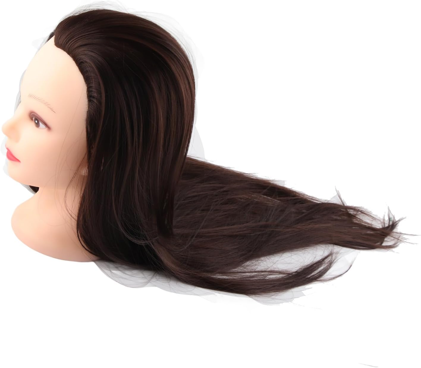 24In Hairdressing Training Head Model Mannequin with Real and Synthetic Hair, Clamp Holder for Various Hairstyles image number 3