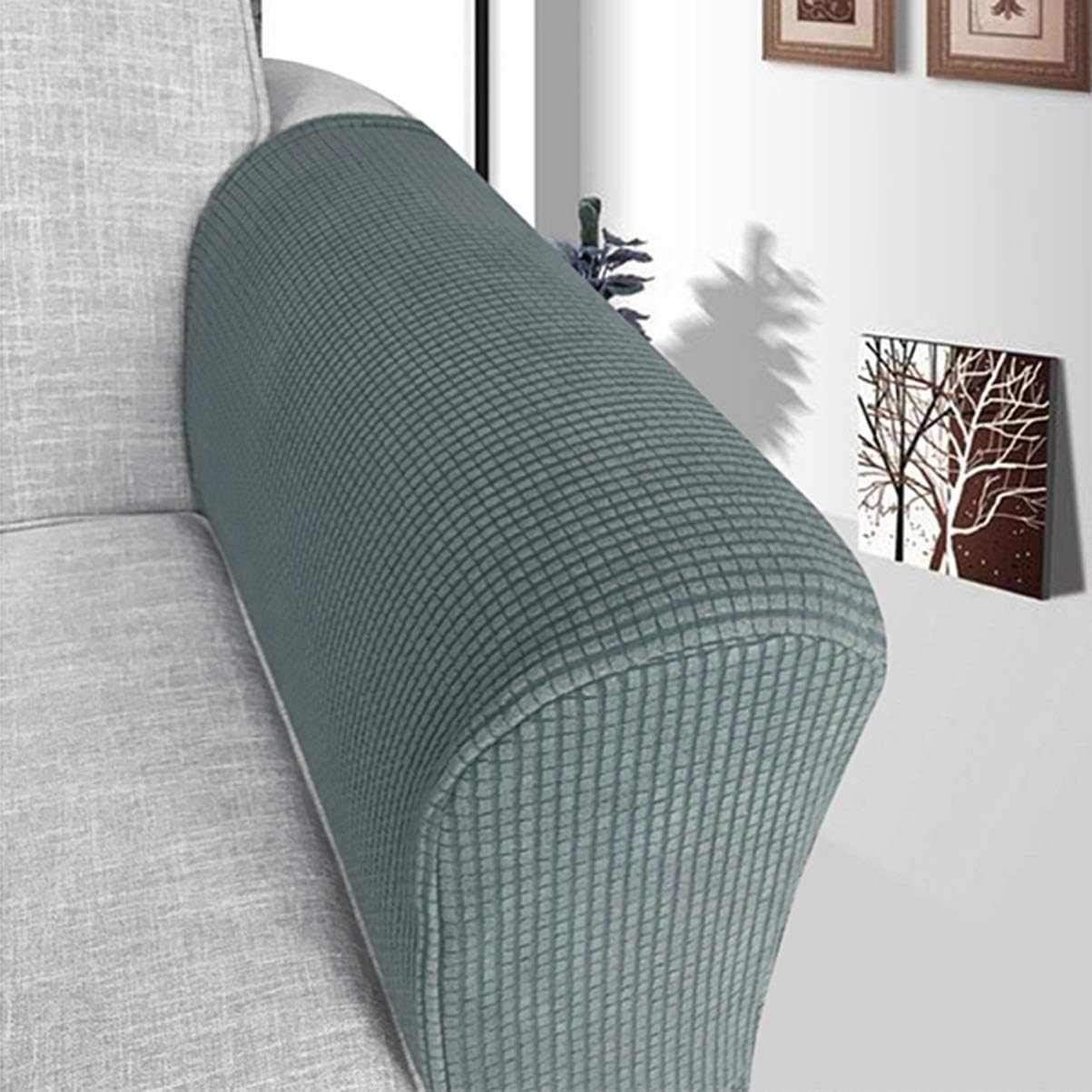 BESPORTBLE Sofa Armrest Cover Stretchy Armrest Protective Covers for Home Office and Slip Material - Dark Blue image number 5