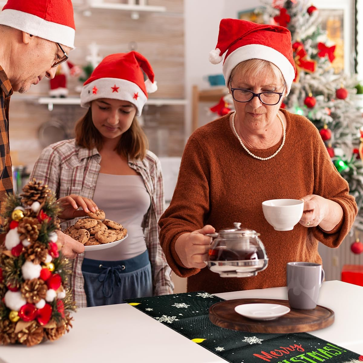 BEZANU Christmas Table Runner, Christmas Dining Table Decoration for Home Party Decor (33 X 183Cm/13 X 72In) image number 1