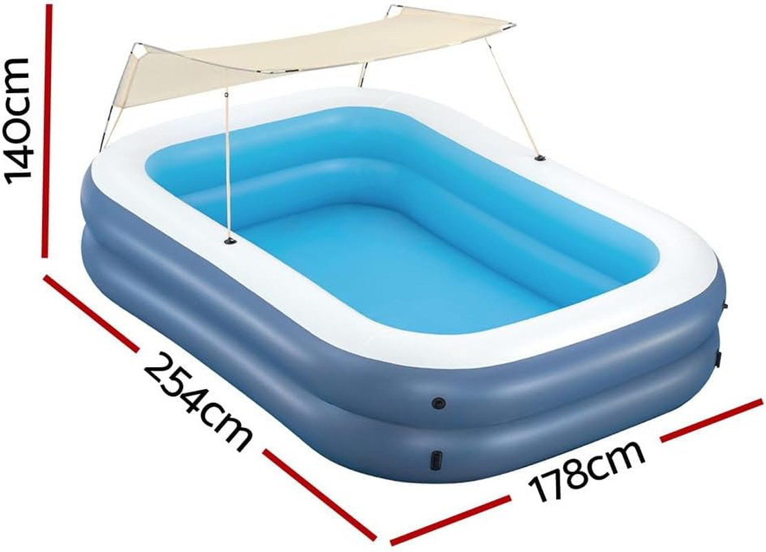 Kids Inflatable Pool above Ground Splash Pool with Sunshade 254X178Cm