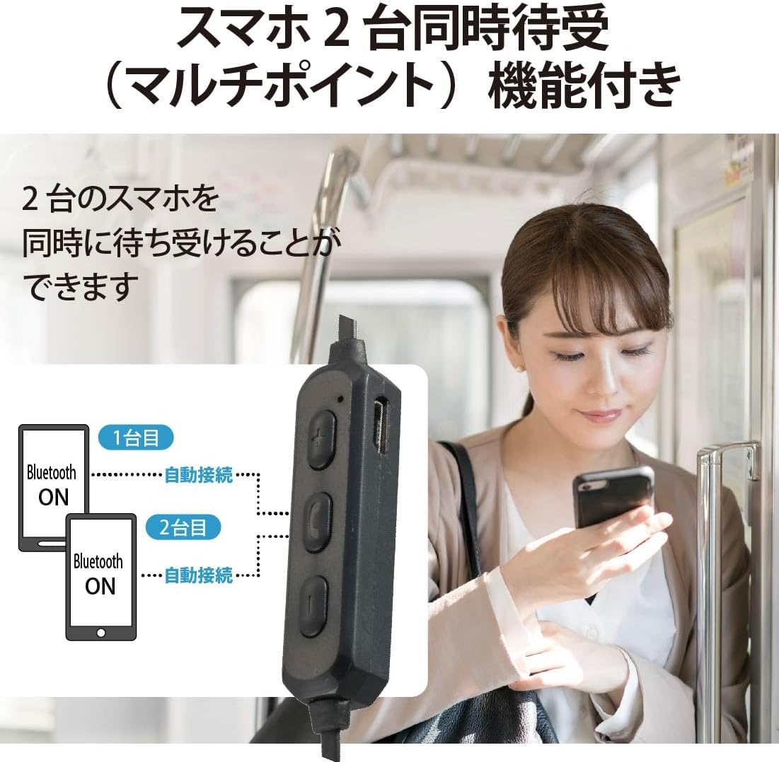 Ohm Electric Audiocomm Wireless Earphones, Earphones, Microphone, Smartphone Calls, Headset, Stereo Earphones, Neck Earphones, In-Ear Type, Bluetooth 5.3, Wireless Stereo Inner Phone, Black, - Silver image number 7