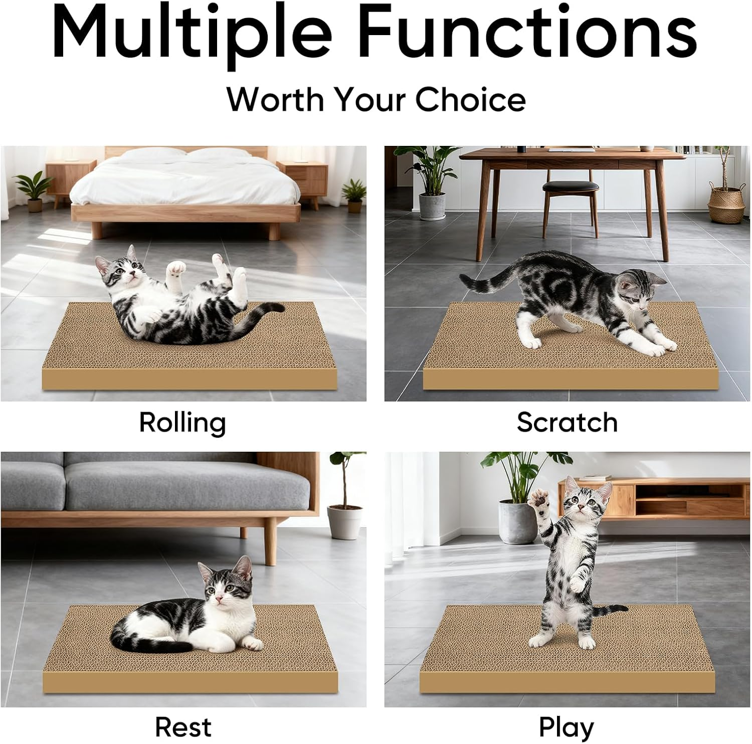 AGYM Cat Scratchers 6 Packs Refill Cat Scratching Pad Cardboard for Indoor Cats and Kitten, Large Size Cat Scratch Pad Board Easy for Cats to Scratch