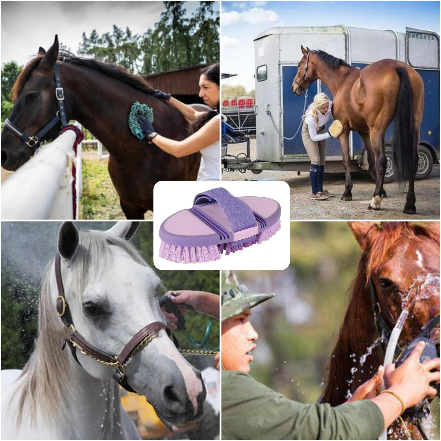 Taicols Horse Brush, 1 Pcs Horse Hair Brush, Horse Grooming Brush, Bendable Brush, Flexible and Bendable Brush, Soft Horse Cleaning Brush, Horse Grooming Tool for Horses, Horse Hair Cleaning Brush (Blue) - Purple image number 7