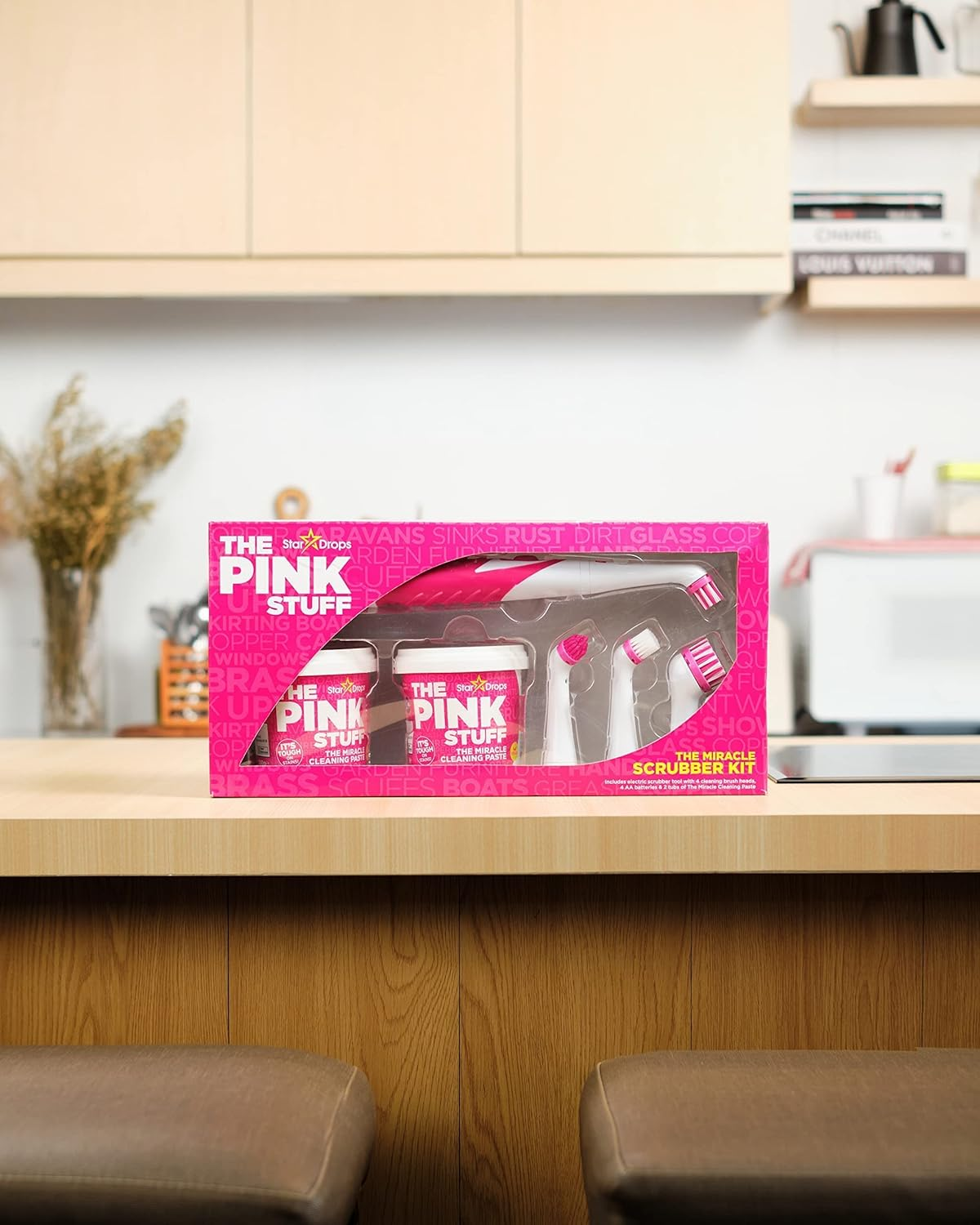 Stardrops - the Pink Stuff - the Miracle Scrubber Kit - 2 Tubs of the Miracle Cleaning Paste with Electric Scrubber Tool and 4 Cleaning Brush Heads image number 6