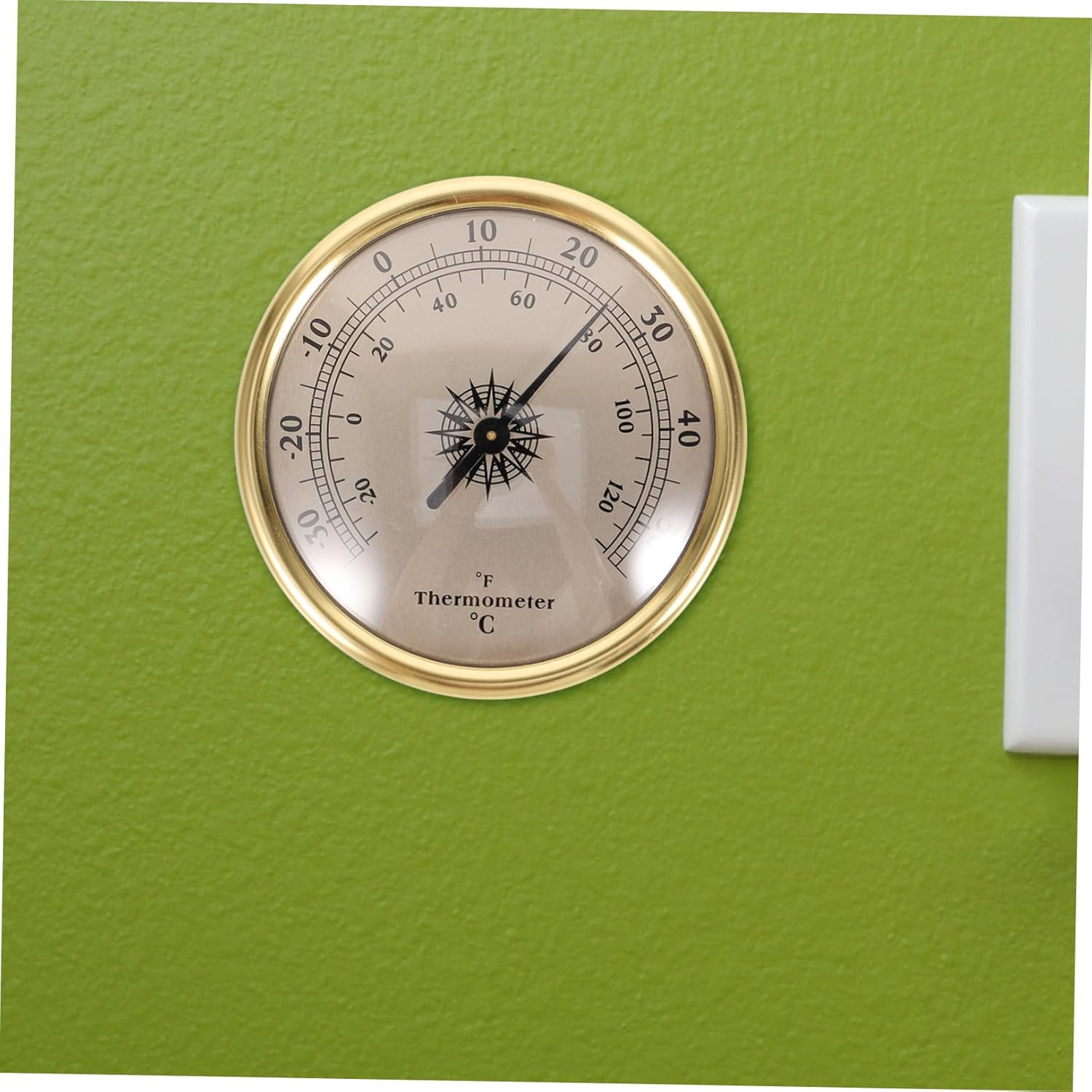 Wall Mounted Indoor Thermometer and Temperature Gauge for Home Use Small round Metal Temperature Meter Fahrenheit Display Weather Station Tool image number 2