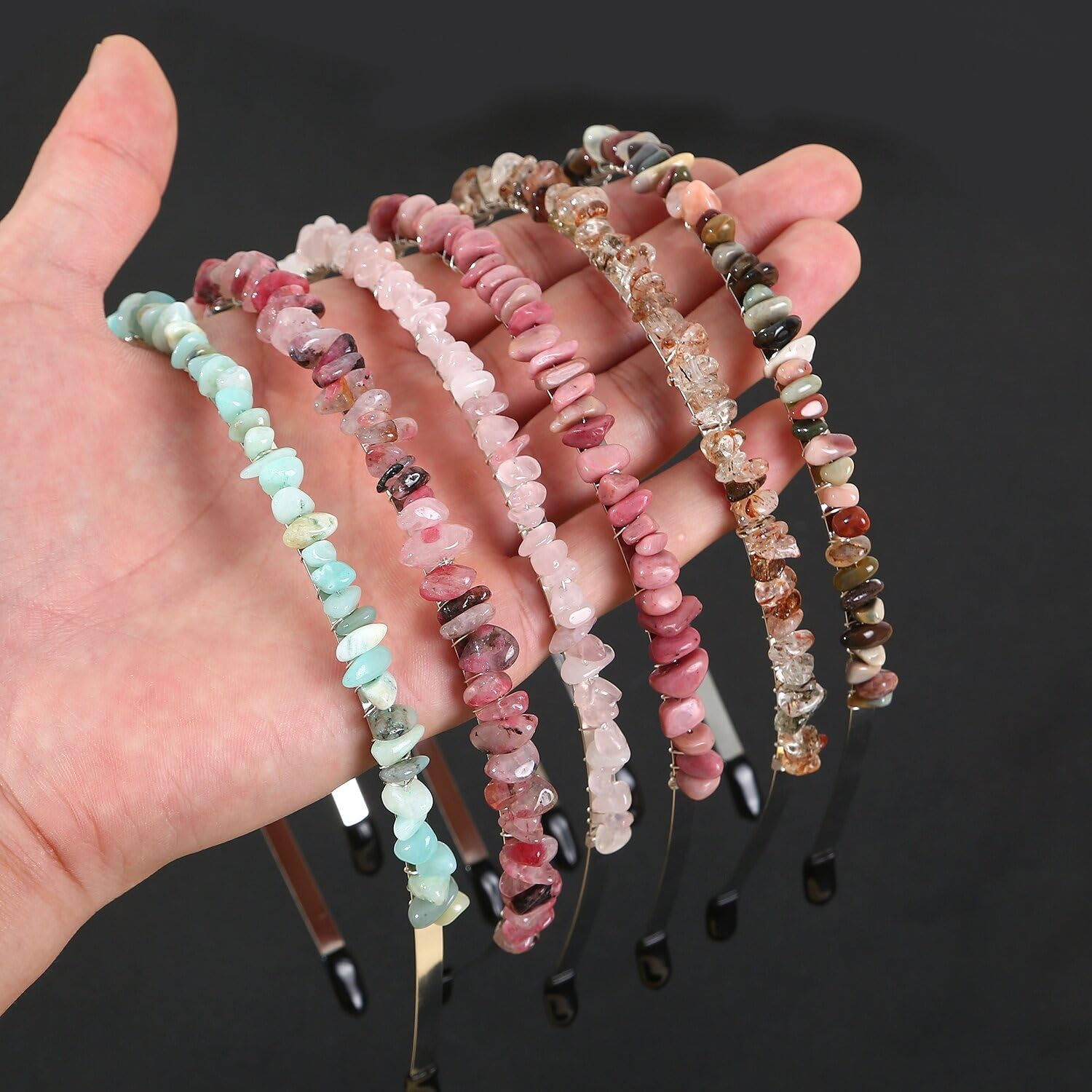 Miracles Min&eacute;raux Natural Stone Lapis Lazuli Silver Chip Headband Alice Band image number 4