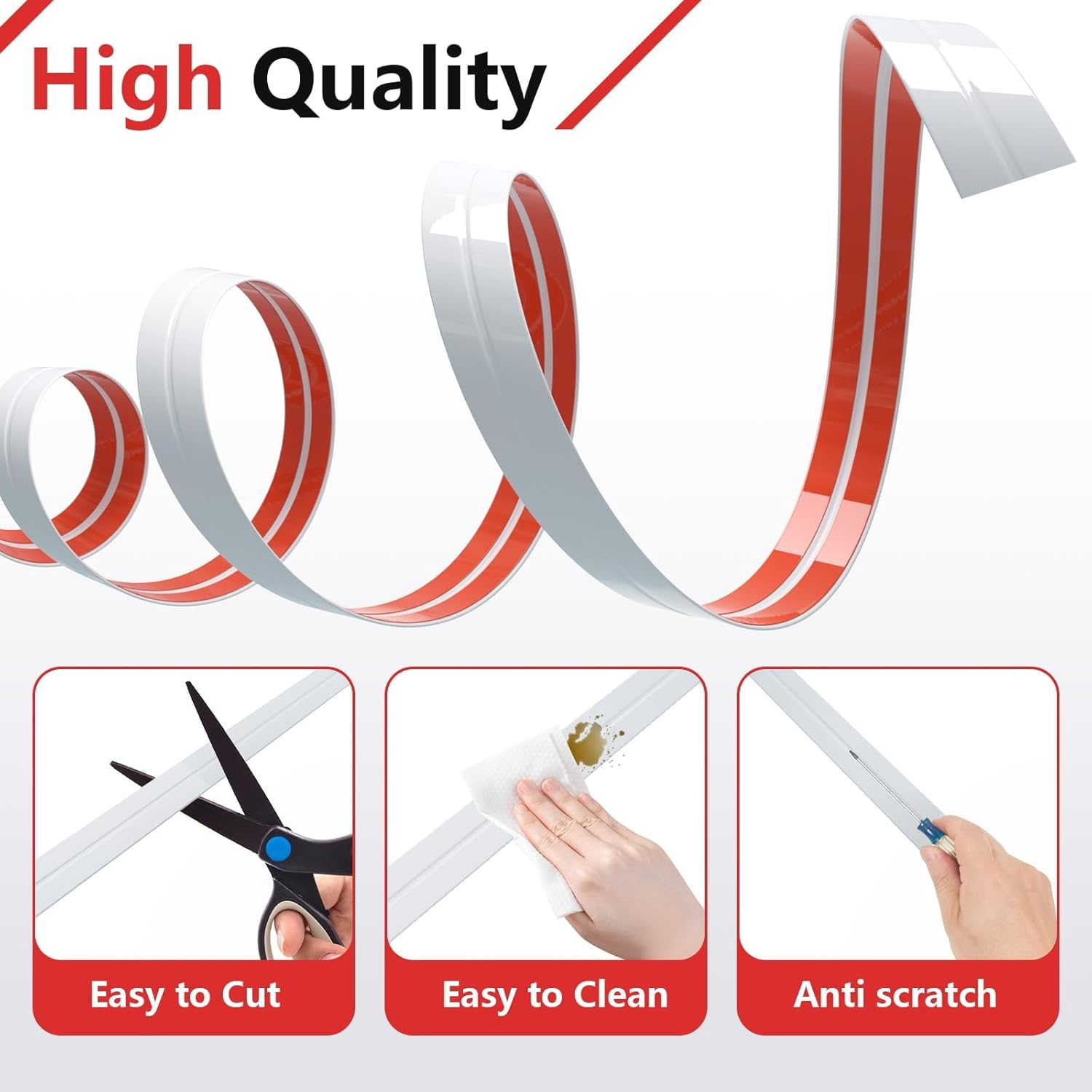 Peel and Stick Wall Molding Trim, Wall Corner Protector, Flexible Molding Trim for Tile and Wall Edges, Furniture Protection and Decoration, 10 Feet X 1.6 Inch, White image number 3