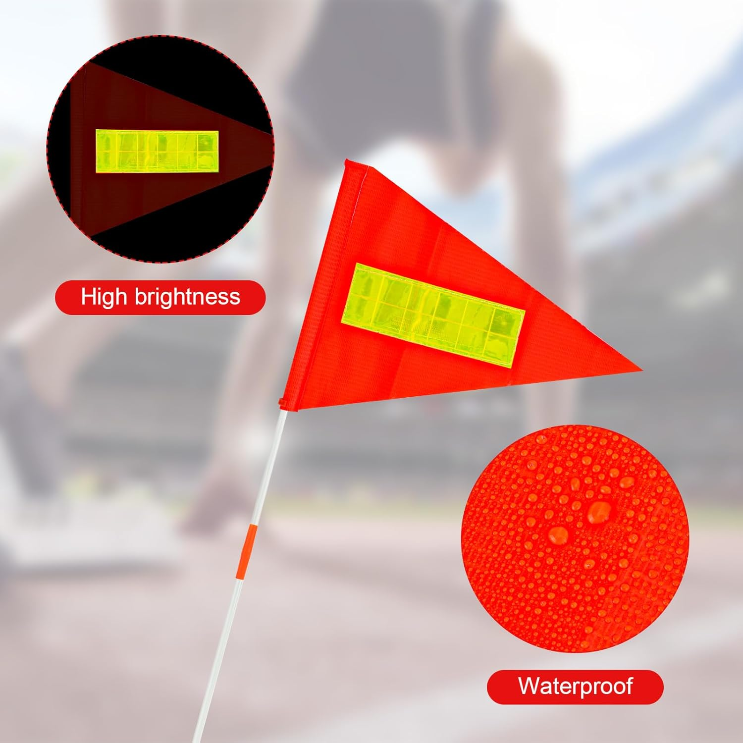 XIHIRCD 2Pcs Safety Flags with Pole, Kid Alert Slow down Signs Neighborhoods Bike Safety Flag with Pole Replacement Easy to Install Orange Safety Flag Warning Signs Compatible with Step 2