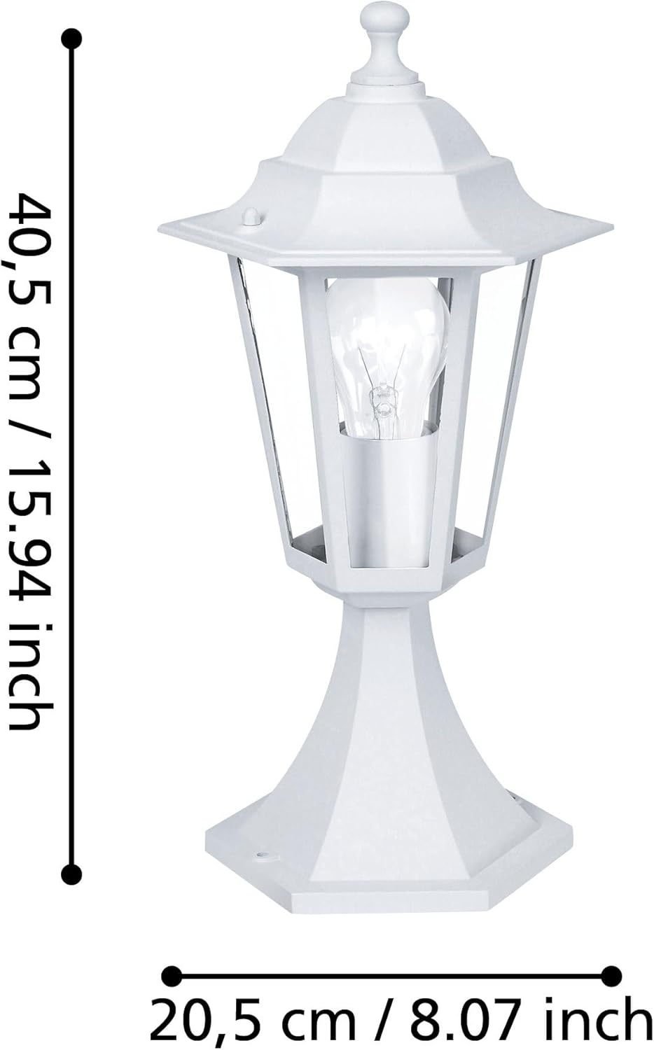 EGLO Outdoor Lamp Post Laterna 5, Pier Mount outside Light, Electric Garden and Driveway Lighting Made of White Cast Aluminium and Glass, E27 Socket, IP44 image number 2