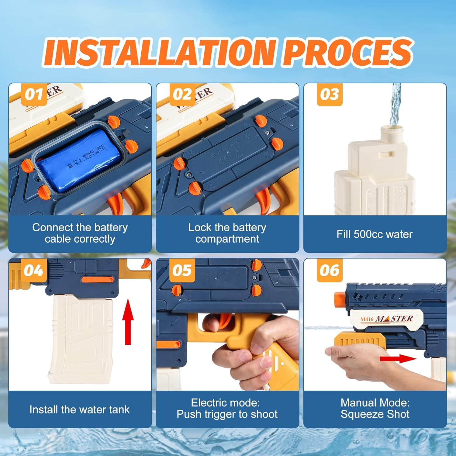 Electric Water Gun, Powerful Water Blasters - Double Shooting Mode Fully Auto Squirt Guns for Adults, Long Range 10Meter, 500Cc Large Capacity, Super Water Soaker Outdoor Pool Toys for Kids Ages 8-12 image number 1