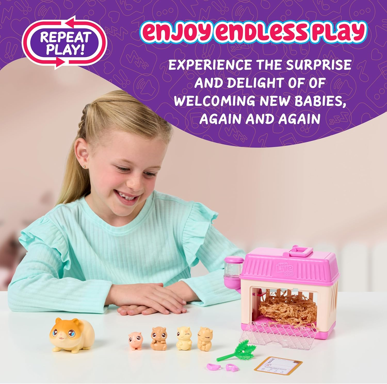 Little Live Pets Mama Surprise Minis Hamster, Care for Your Mama Hamster in Their Hutch to Reveal 2, 3, or 4 Mini Babies image number 5