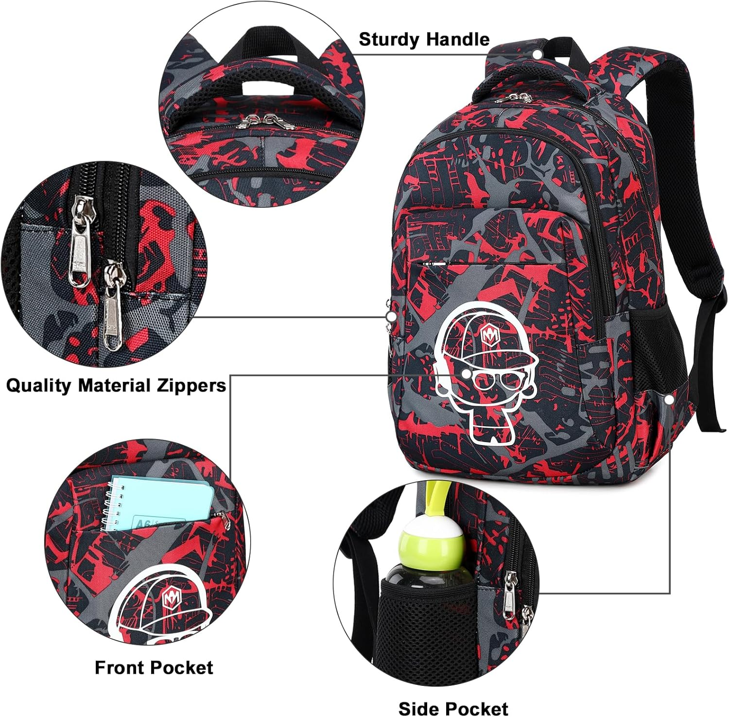 School Backpack Teen Boys Girls Bookbag Daypack School Bag with USB Charging Port image number 6
