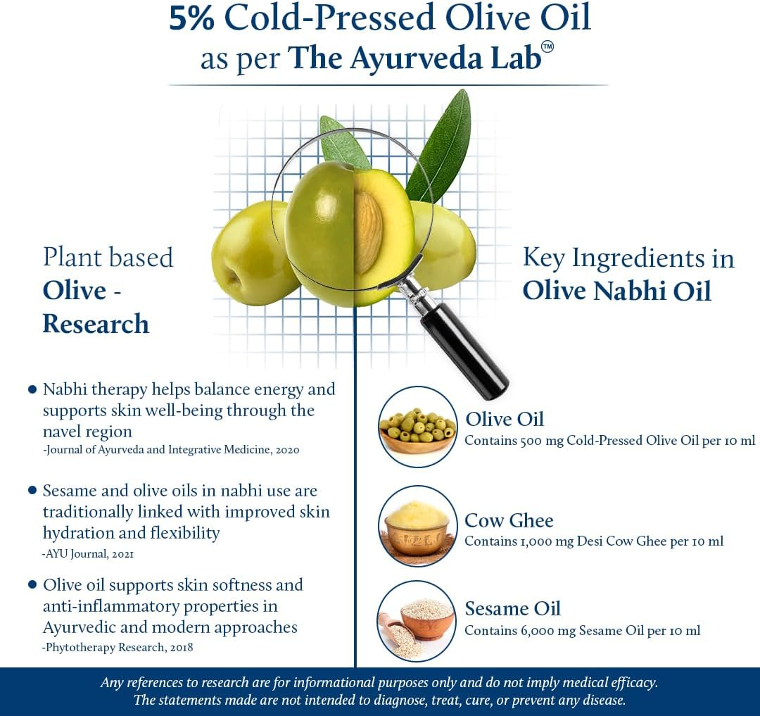 Blue Nectar Ayurveda Nabhi Oil with Ghee & Olive | Natural Belly Button Oil for Radiant Skin, Strong Hair & Deep Hydration (22 Herbs, 30Ml) image number 5