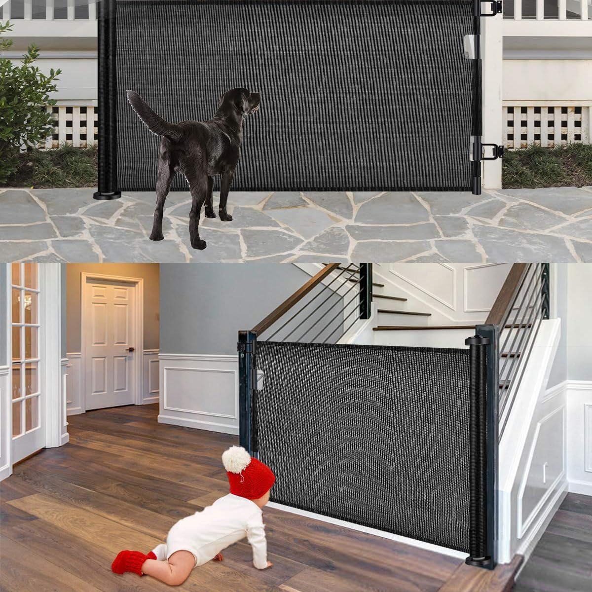Retractable 1.5M Doorways Hallways Stairs Baby Gate Dog Pet Gate Indoor Outdoor Safety Gates image number 2