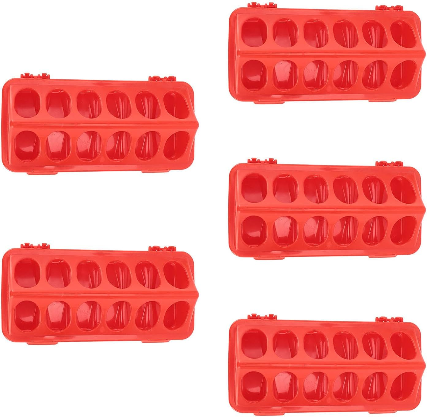 5PCS Plastic Flip Top Poultry Feeders, Multihole Bird Feeding Dish Dispensers, anti Spill Small Poultry Feeder for Birds Poultry image number 6