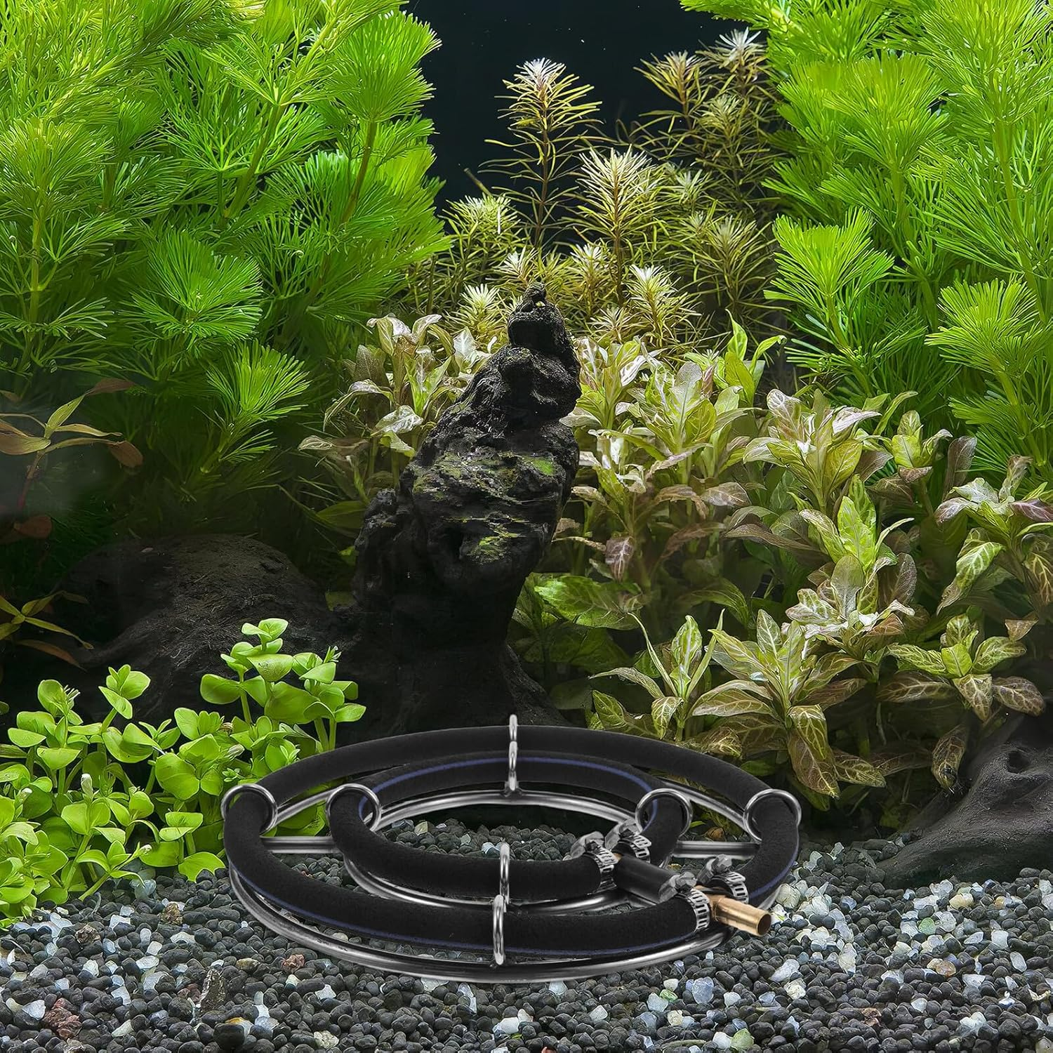 ANDRESLAD Nano Bubble Aquarium Air Stone round Air Bubble Diffuser Ring for Fish Tank and High Efficiency Oxygenation with Uniform Aeration Quiet Operation for Aquatic Health