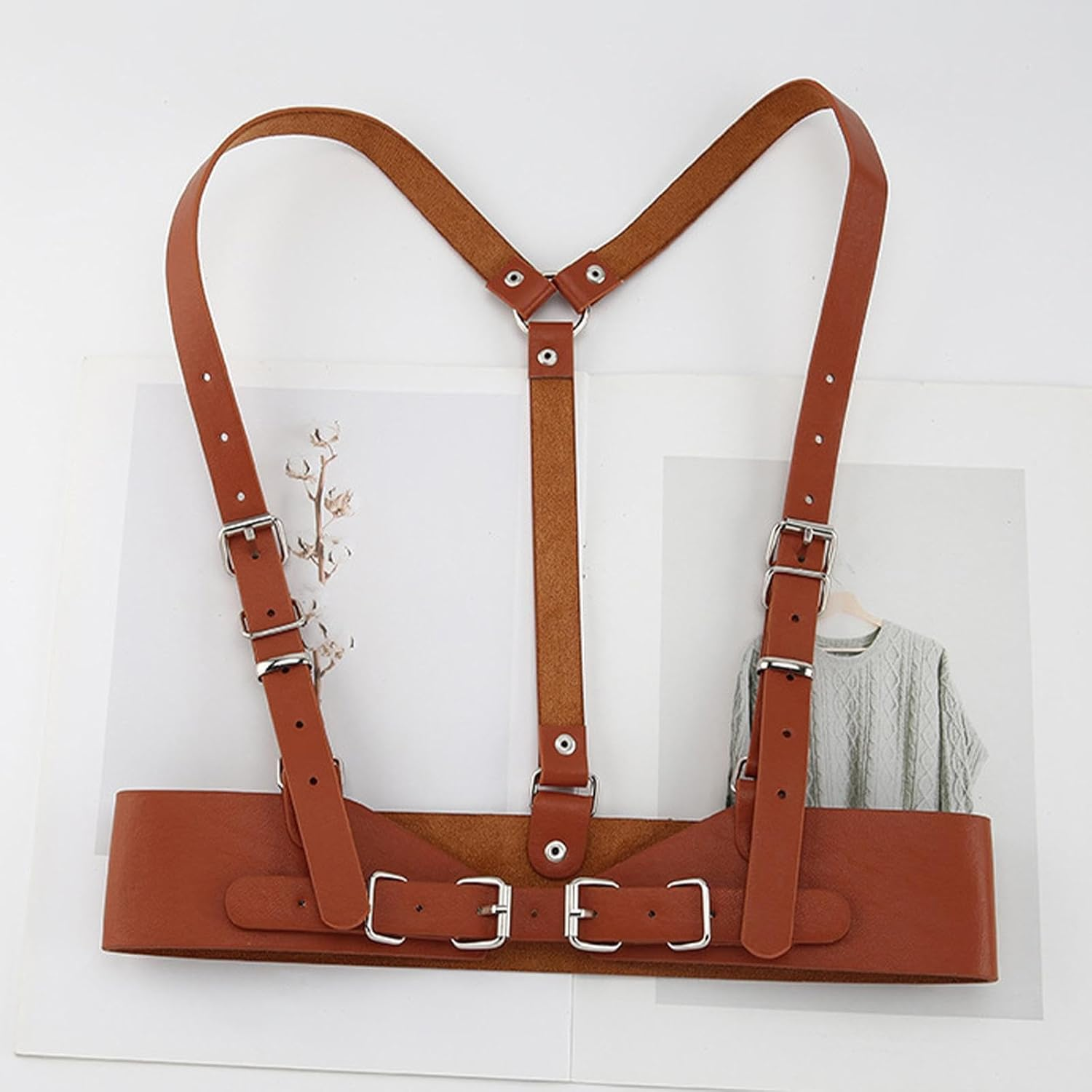 Stylish Underbust Corset PU Leather Womens Waist Belt for Steampunk Fashion