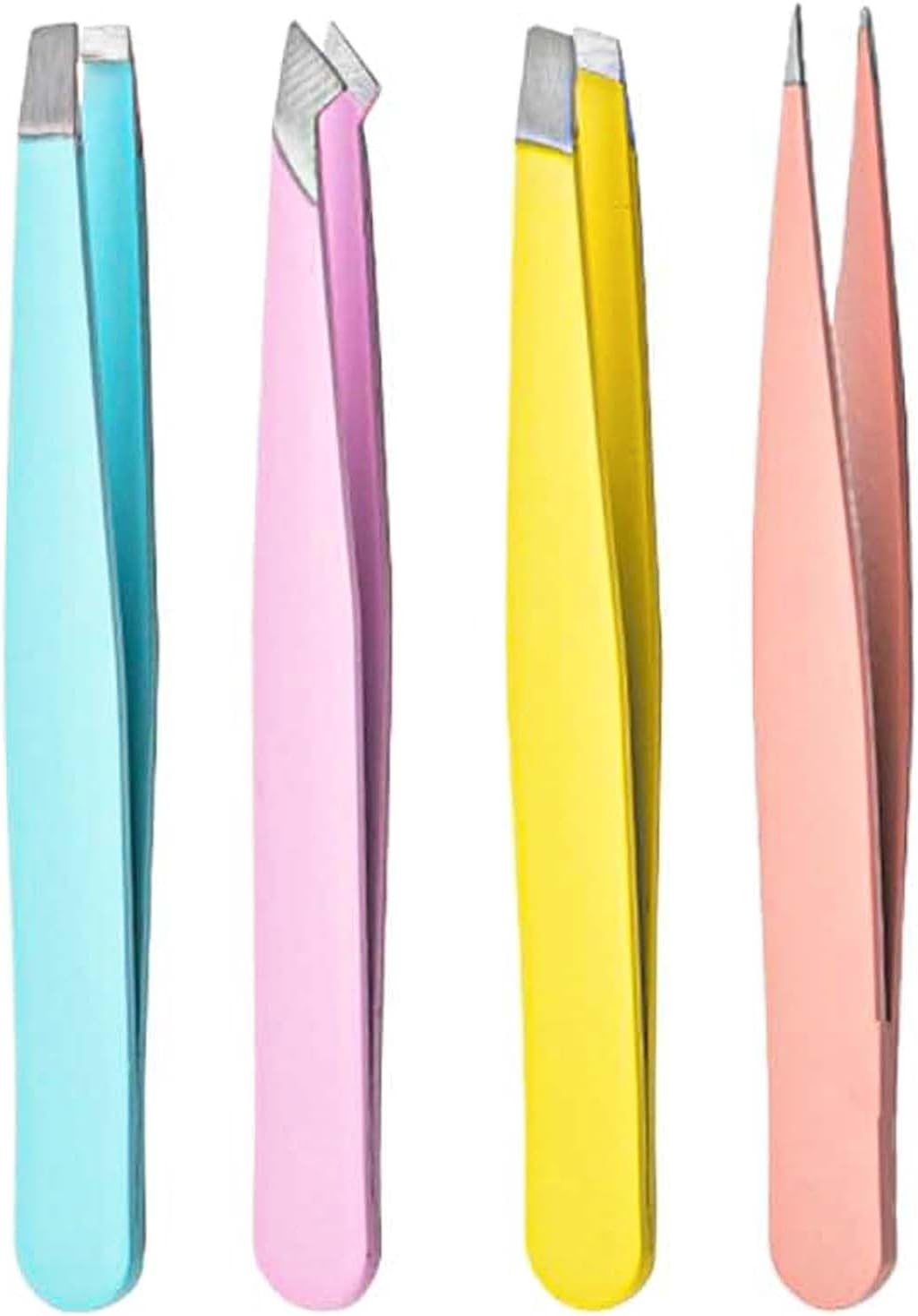 Stainless Steel Tweezers Set Eyebrow Plucker for Women Men Face Brow Chin Ingrown Hair 4 Pieces image number 3