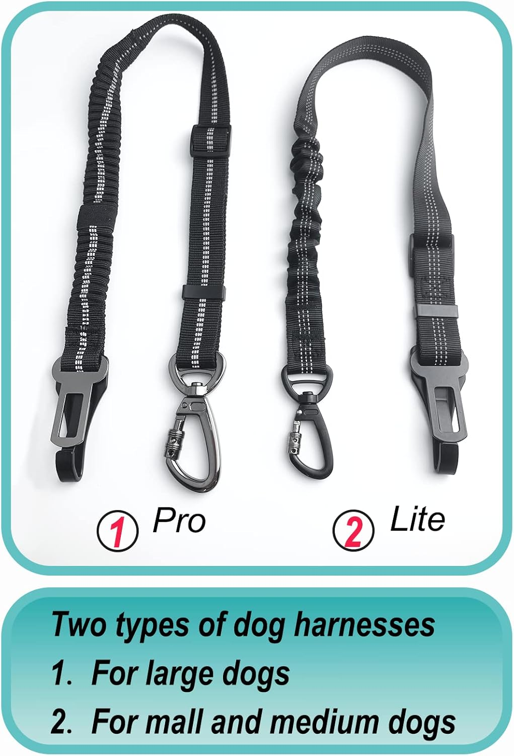 Dog Seat Belt, Universal Safety Harness for Dogs with Improved Carabiner, Adjustable Wiring Harness for Dogs with Anti-Shock Buffer (Lite) image number 2