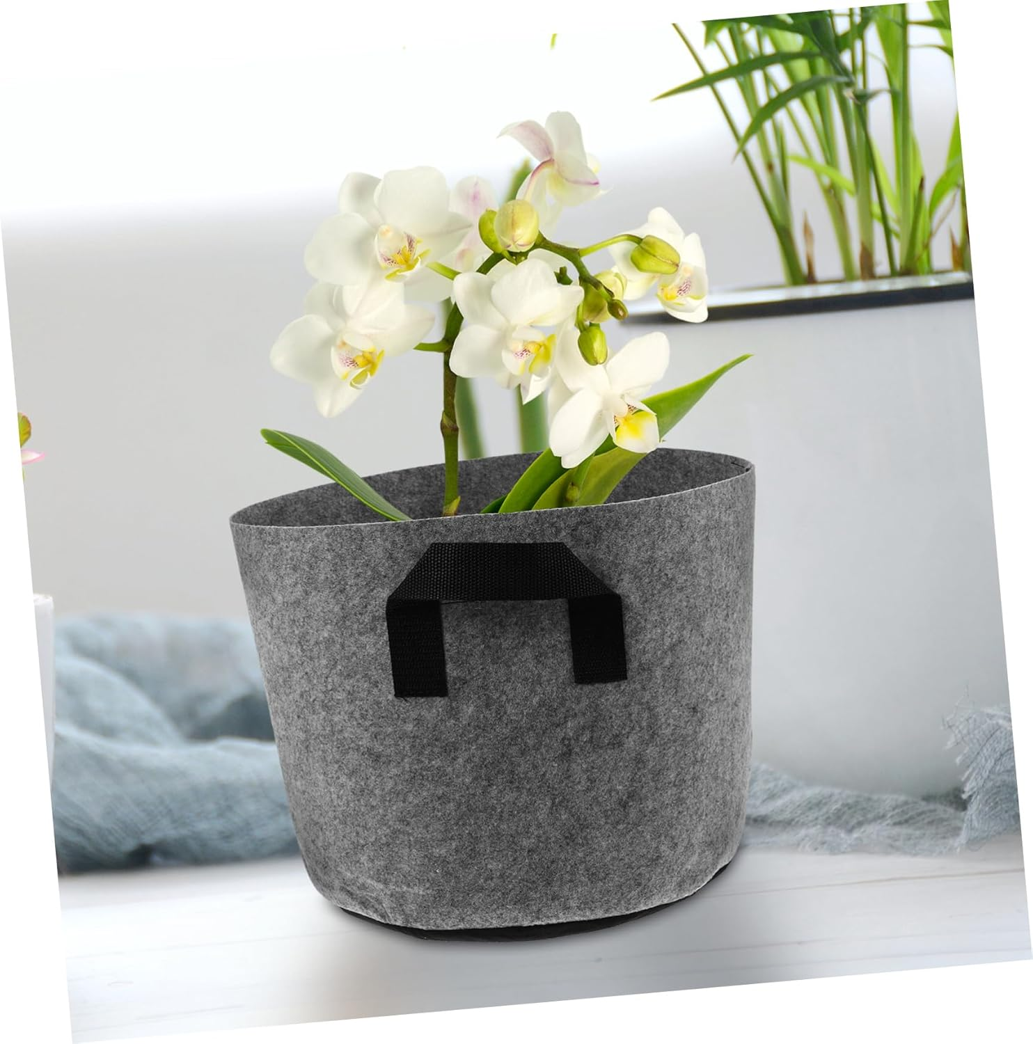 Gogogmee Sustainable Gardening 5Pcs Heavy Duty Felt Plant Grow Bags with Handles for Tomato Potato Grey