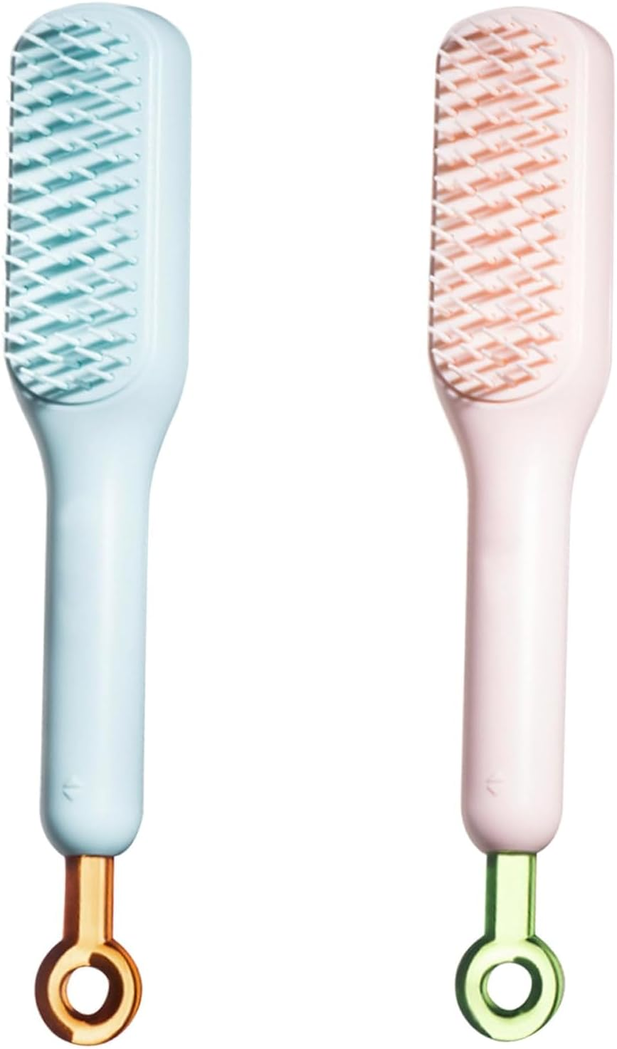 Self Cleaning Hair Brush Hairbrushes for Women Easy Clean Hair Brush, Massage Comb with Retractable Bristles One-Pull Clean anti Static Hair Brush Tools for All Hair Types Multicolour image number 5