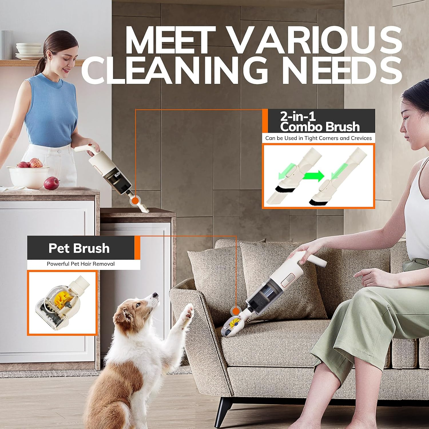 MIUI Wet Dry Vacuum Cleaner, All-In-One Stickvac with Mop, Solution for Multi-Surface, Perfect for Hardwood, Tile, Marble, Area Rug & More, Corded, Safe for Homes with Children and Pets image number 4