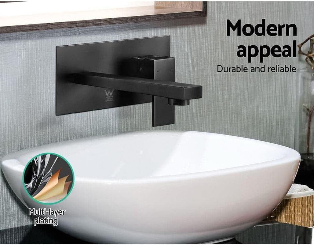 Cefito Basin Mixer Tap, 6.5L/Min Wall Mixers Bathroom Shower Taps Filter Swivel Brass Faucet Kitchen Sink Water Faucets Spray Head Bath Fixtures Home Laundry Vanity, Hot and Cold Switch Black image number 4