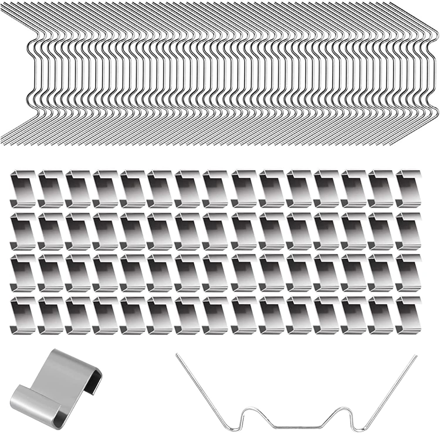 120Pcs Garden Greenhouse Glass Clips, Greenhouse Repair Kit (60Pcs W Wire Clips + 60Pcs Z Overlap Clips), Stainless Steel Greenhouse Window Clips, Glass Pane Fixings Clips, Glazing Clips. image number 5
