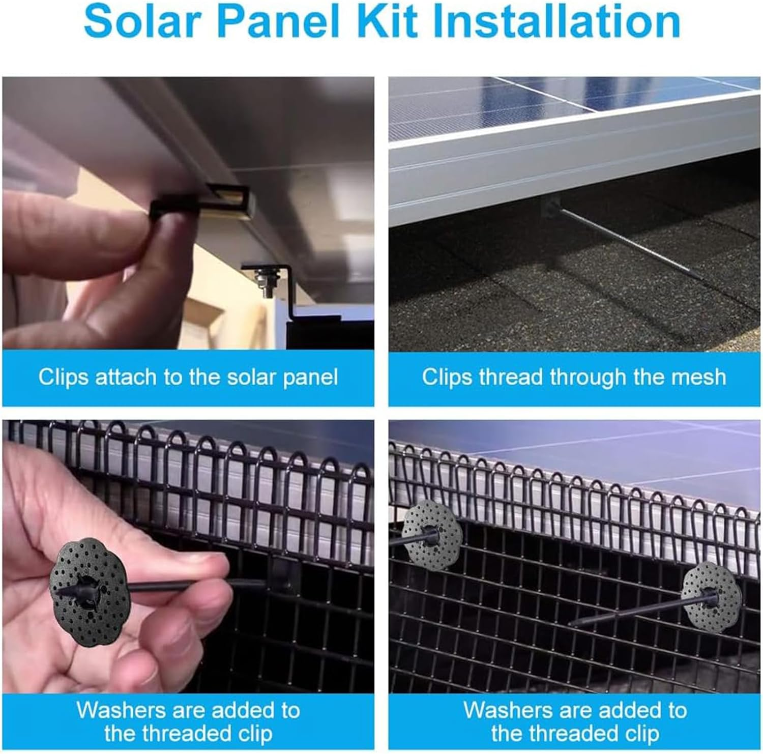 50 Sets Solar Panel Mesh Clips, Fence Panel Fastener Kit for Bird & Critter Guard, Nylon Roof Clips to Stop Pigeon Bird Access, Animal Guard Wire Mesh Fixing Kit for Outdoor Use image number 1