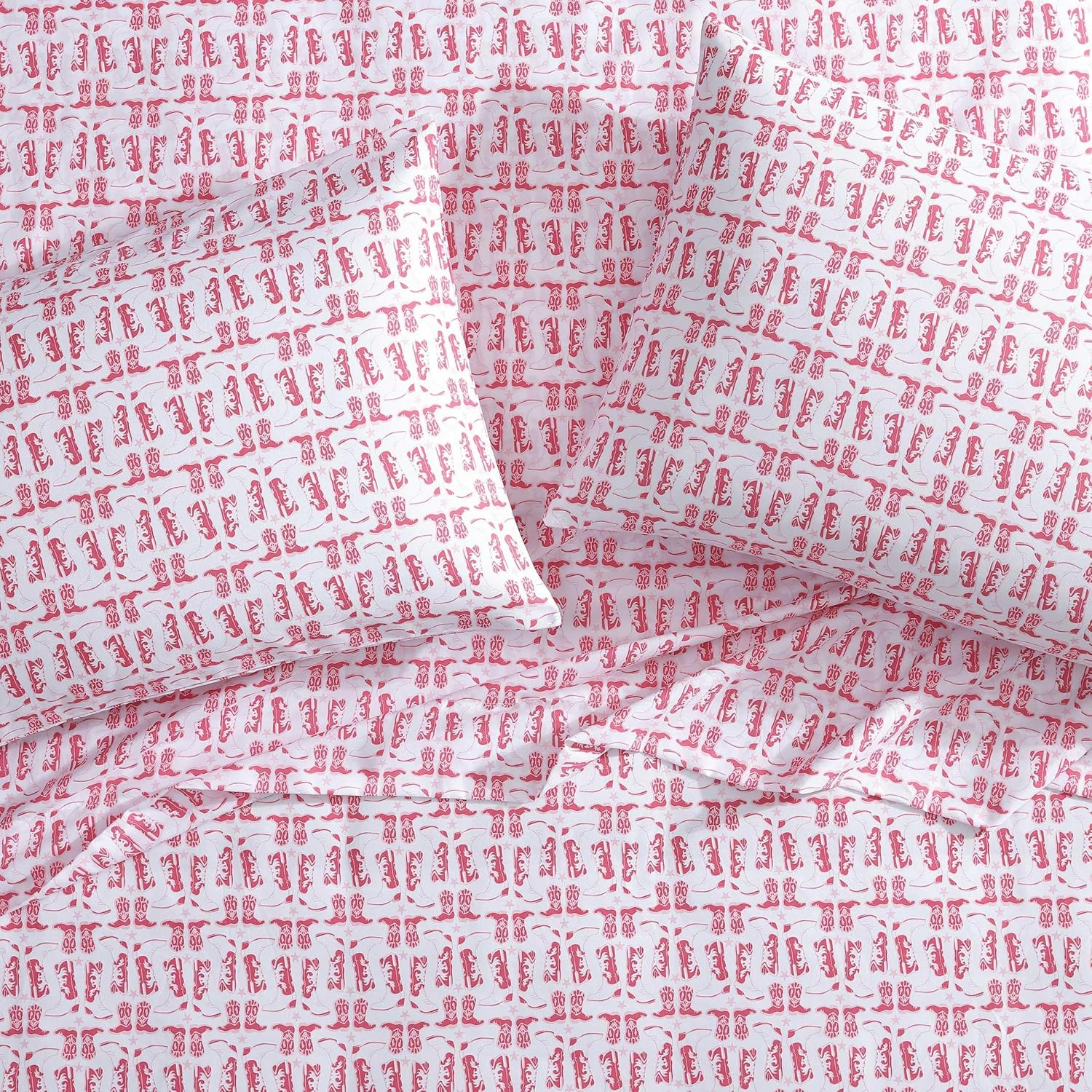 Wrangler - Queen Sheet Set, Super Soft Bedding Set, Cozy Home Decor, Oeko-Tex Certified (Knockin Boots Pink, Queen) image number 6
