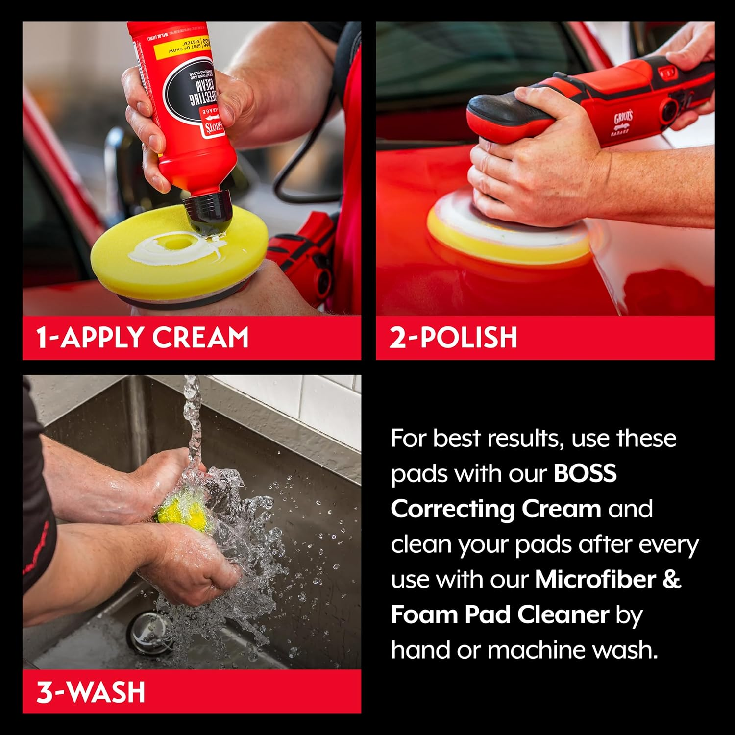 Griot'S Garage B130F6 6.5" BOSS Perfecting Foam Pads, (Pack of 2) image number 1