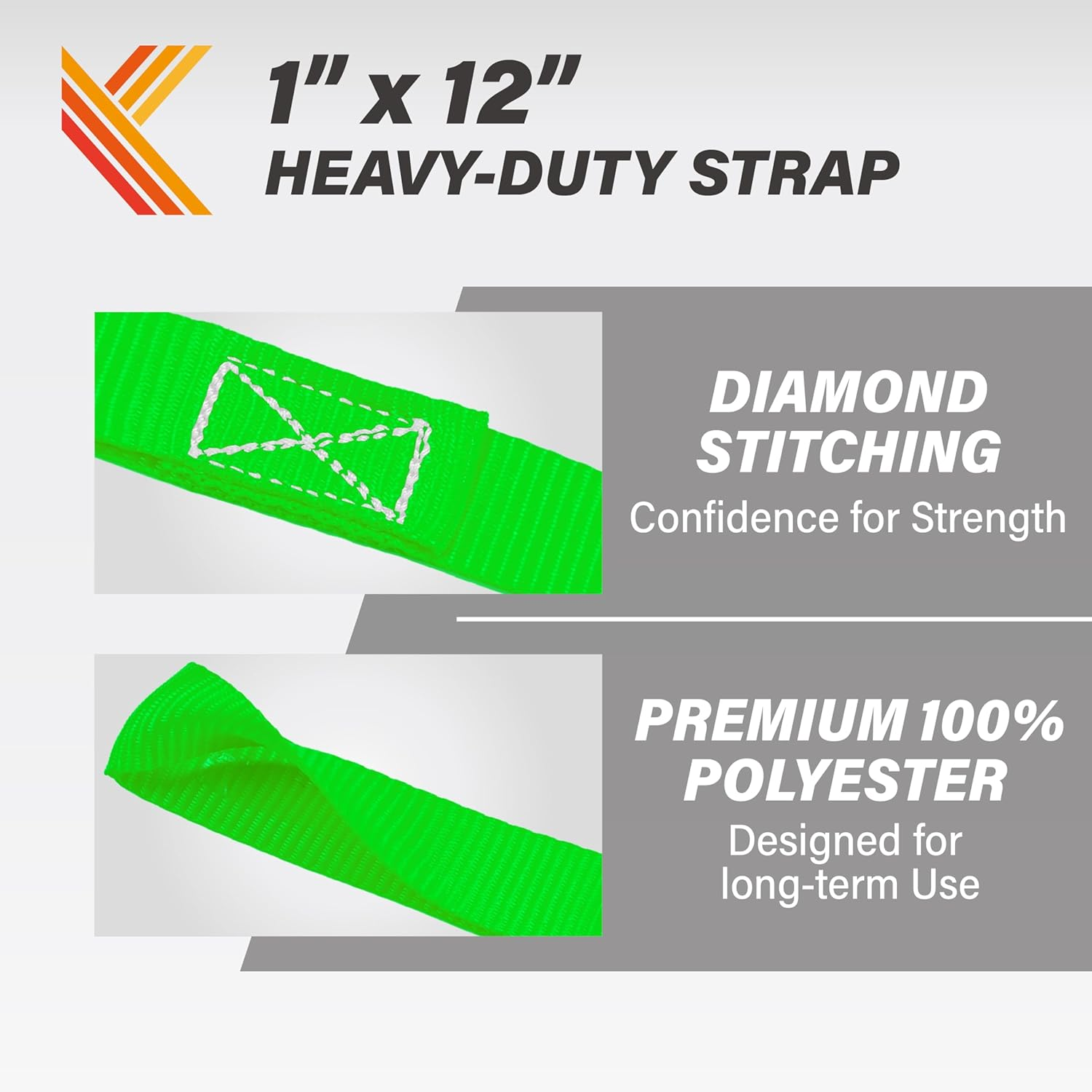 Soft Loop Tie down Straps - 1 X 12 Inches- 4,500 Lb Load Capacity - Green 6 Pack - Loops for Securing ATV, UTV, Motorcycles, Scooters, Dirt Bikes, Lawn & Garden Equipment by Kodiak Straps image number 2