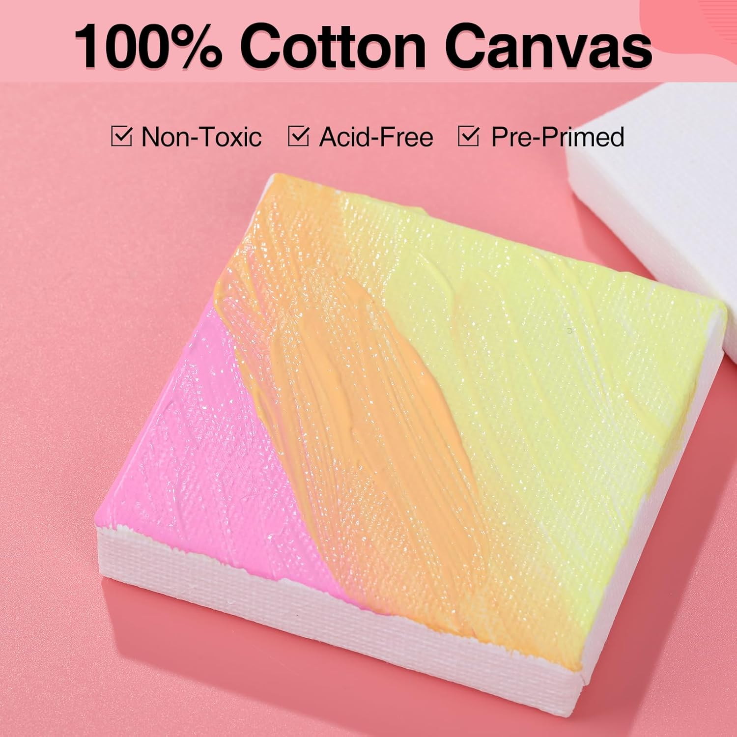 ESRICH Mini Canvases for Painting, Mini Canvas Bulk 100 Pack 2.4X2.4In, 2/5In Profile Small Square Canvases, Blank Canvases Are Great for School Projects and Kids Birthday Parties, Home Decor Project. image number 1