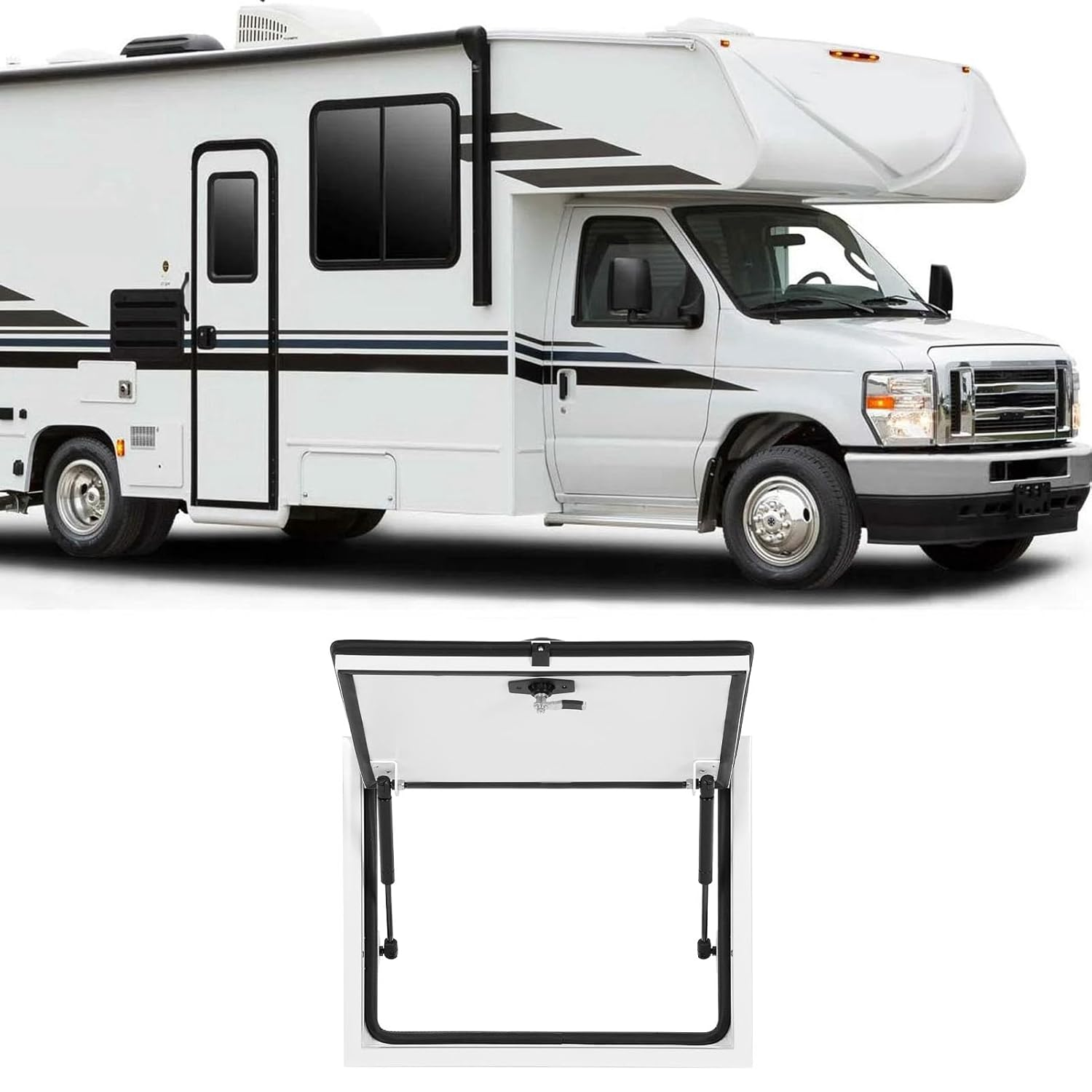 Aluminum RV Baggage Door, UV Resistant, Complete Seal, Dual Support Bars, Boat Deck Hatch Deck Access Hatch Replacement Door with Safety Lock, for Caravan Trailer image number 4