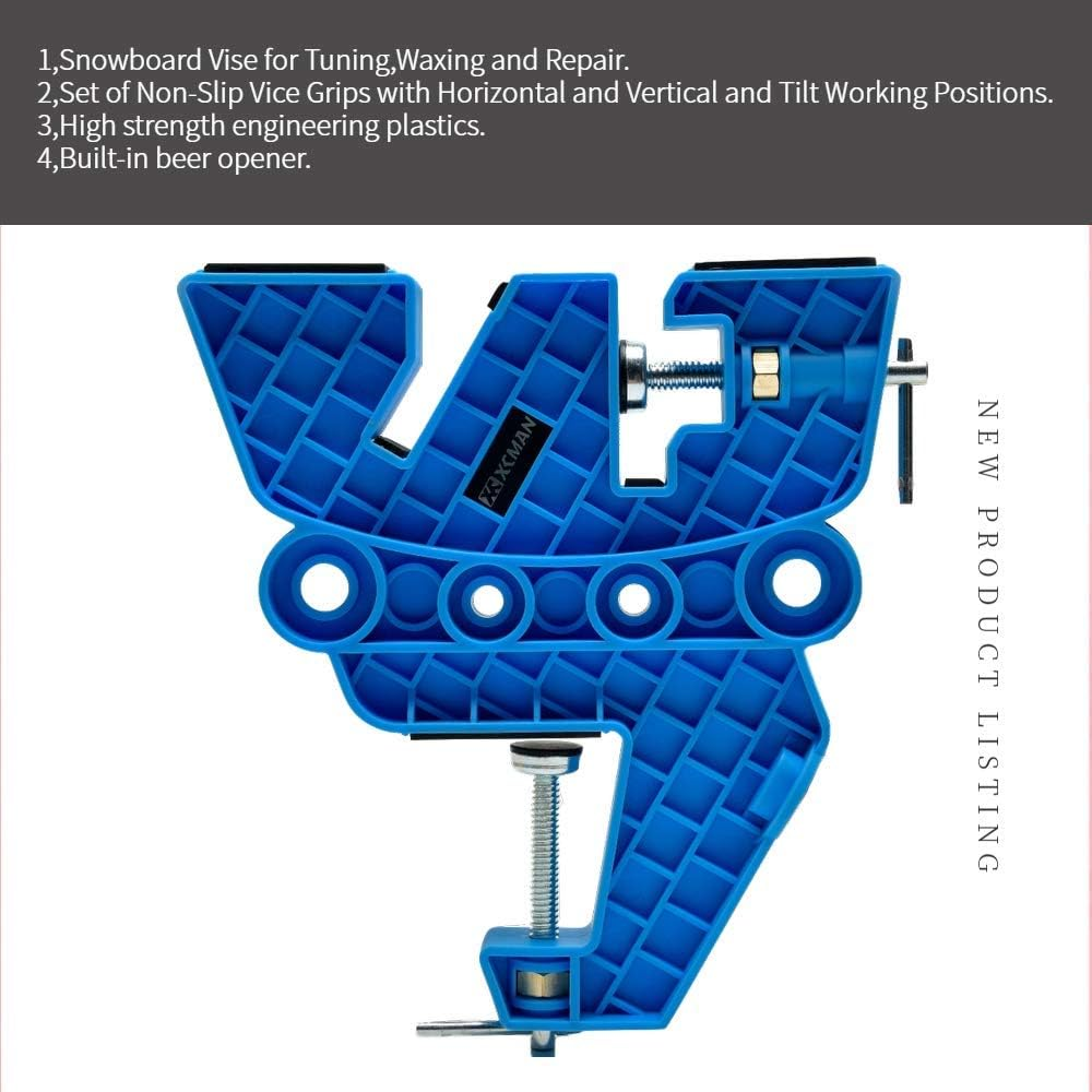 XCMAN Ski Snowboard Vise for Tuning,Waxing and Repair,Set of Non-Slip Vice Grips with Horizontal and Vertical and Tilt Working Positions,Rubber Ski Brake Retainers,Pair image number 1